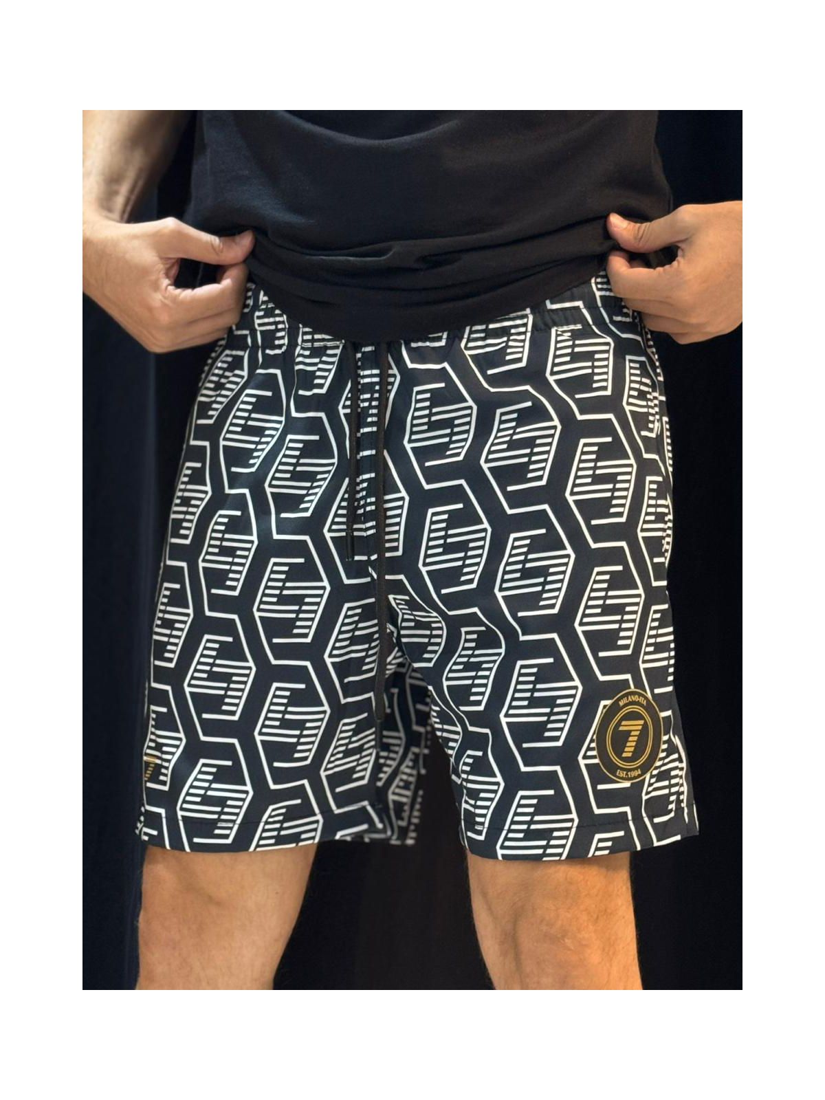 Short Griffe Ea7 - Pret/Branco - 04137 - Conceito 62