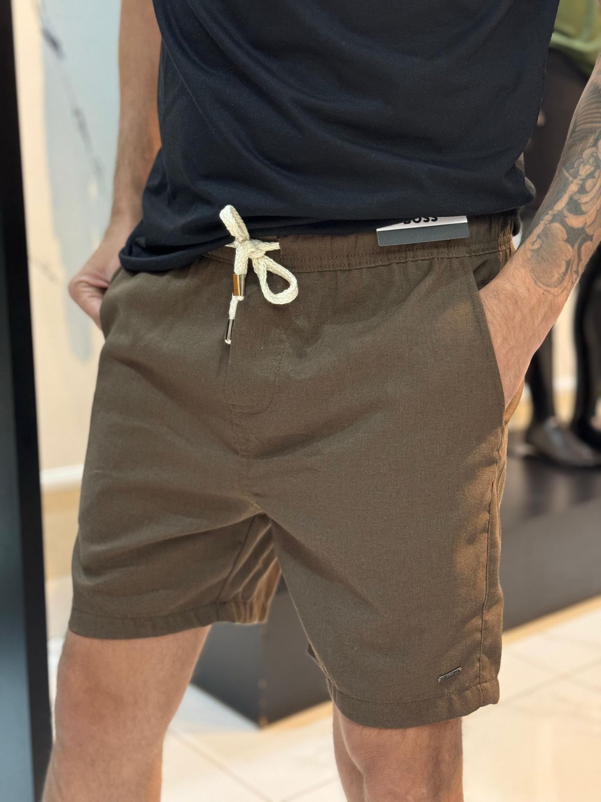 Short linho Marrom Bss - 00137 - Conceito 62