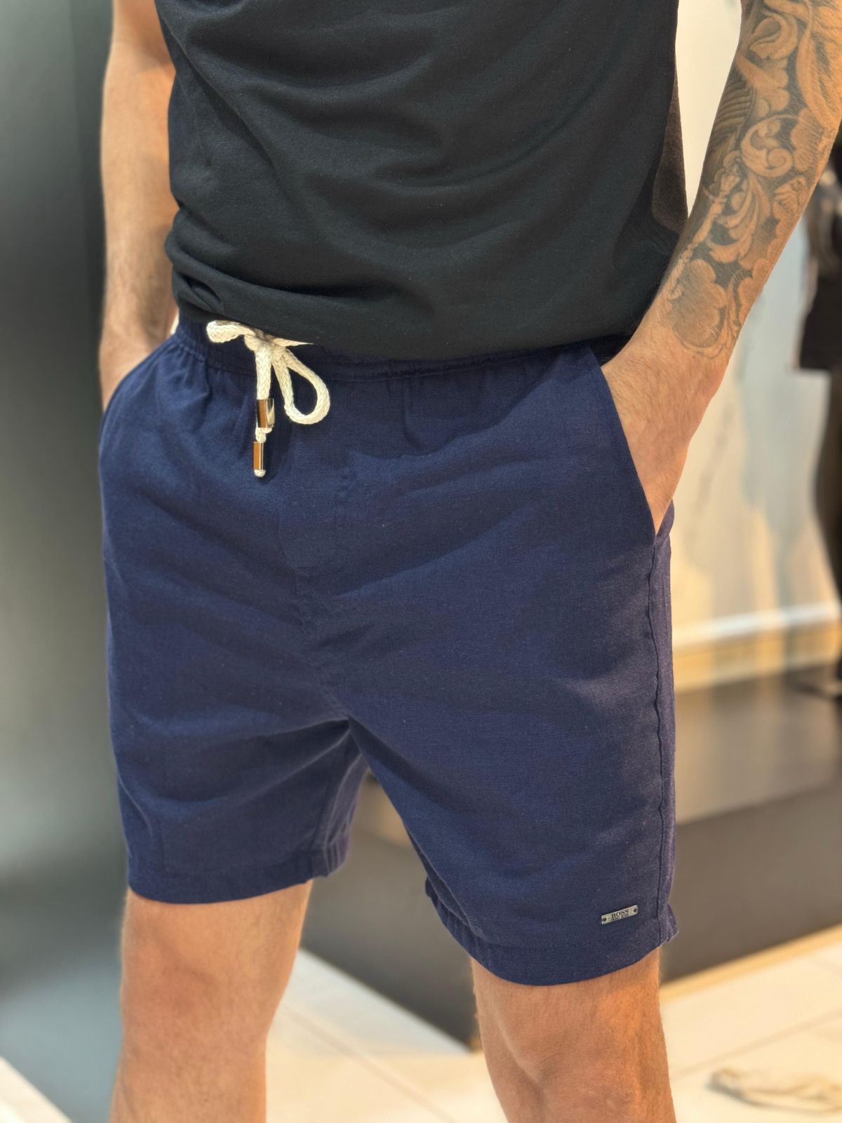Short linho AZUL BSS - 00138 - Conceito 62