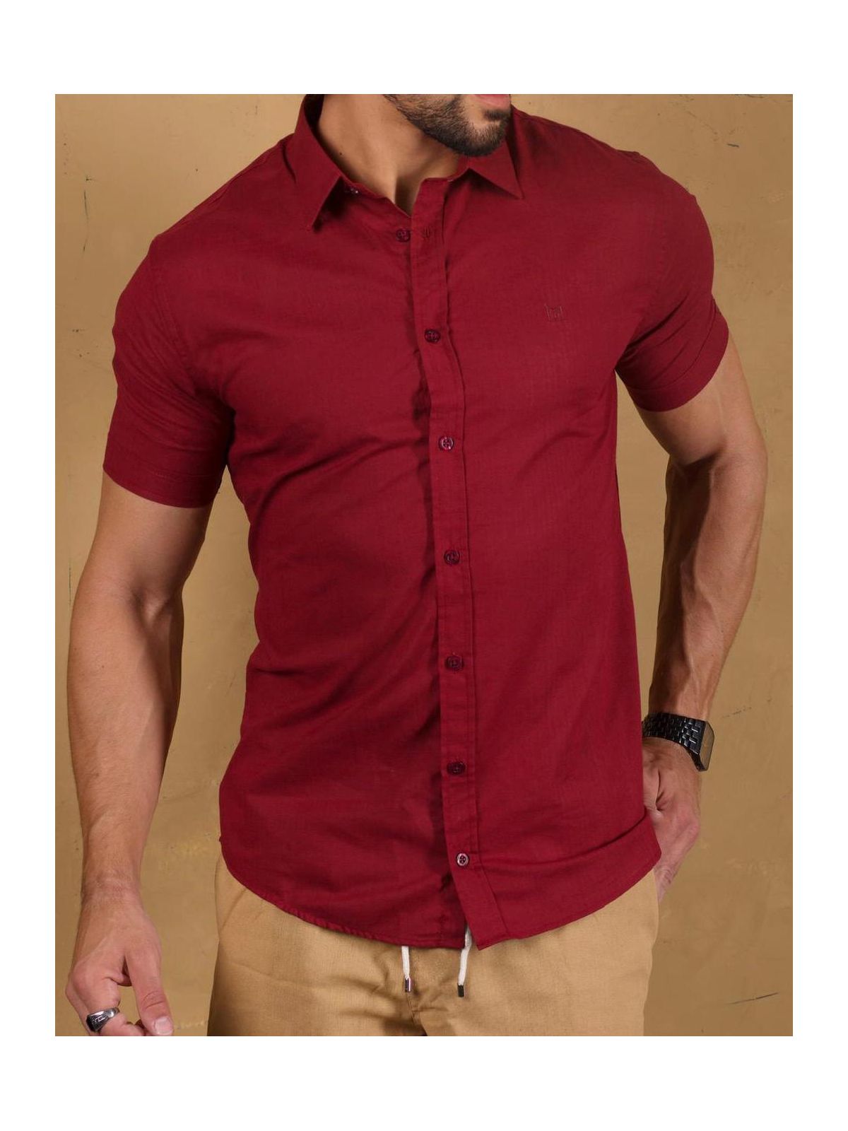 Camisa Social MF Vinho Curta - 00276 - Conceito 62