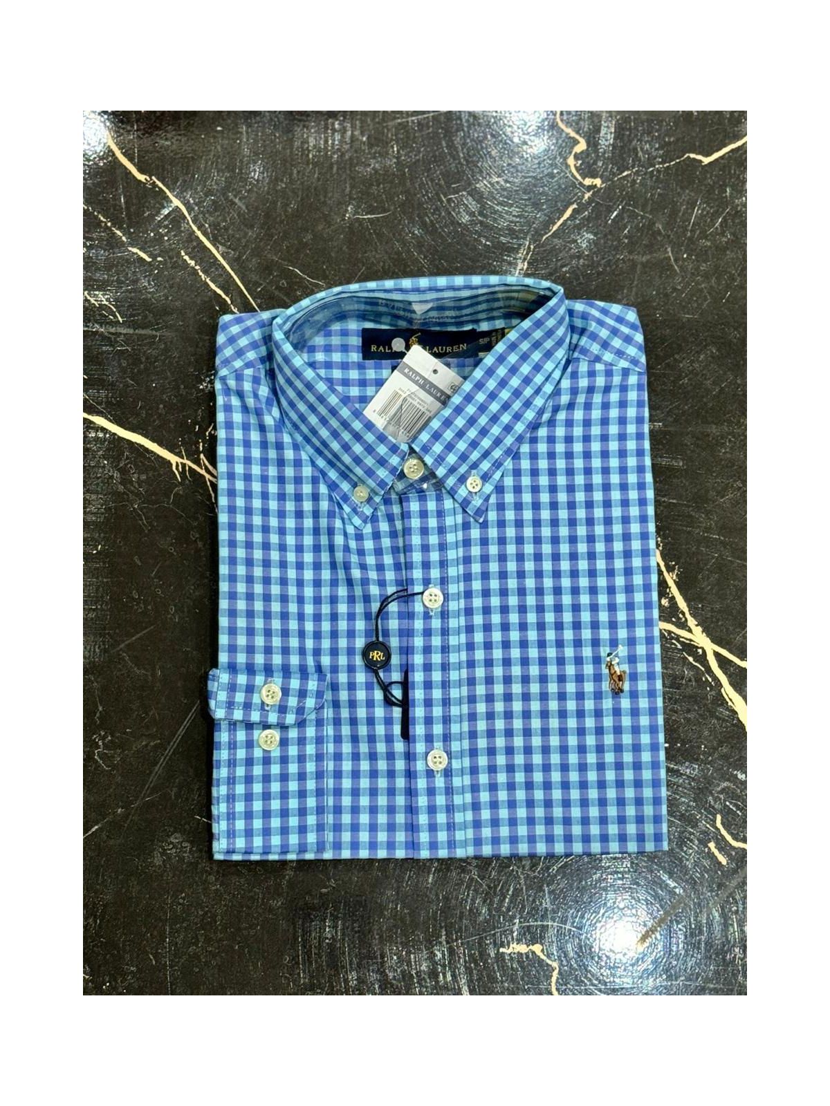 Camisa Social RALPH Azul Xadrez Comprida - 00303 - Conceito 62