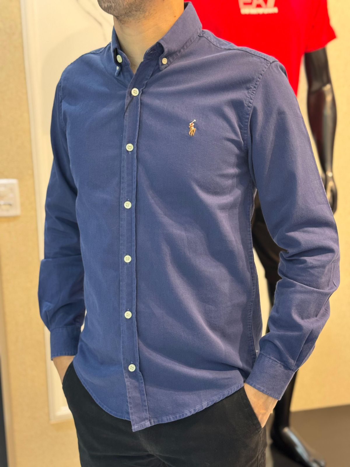 Camisa Social RALPH Azul Jeans Comprida - 00304 - Conceito 62