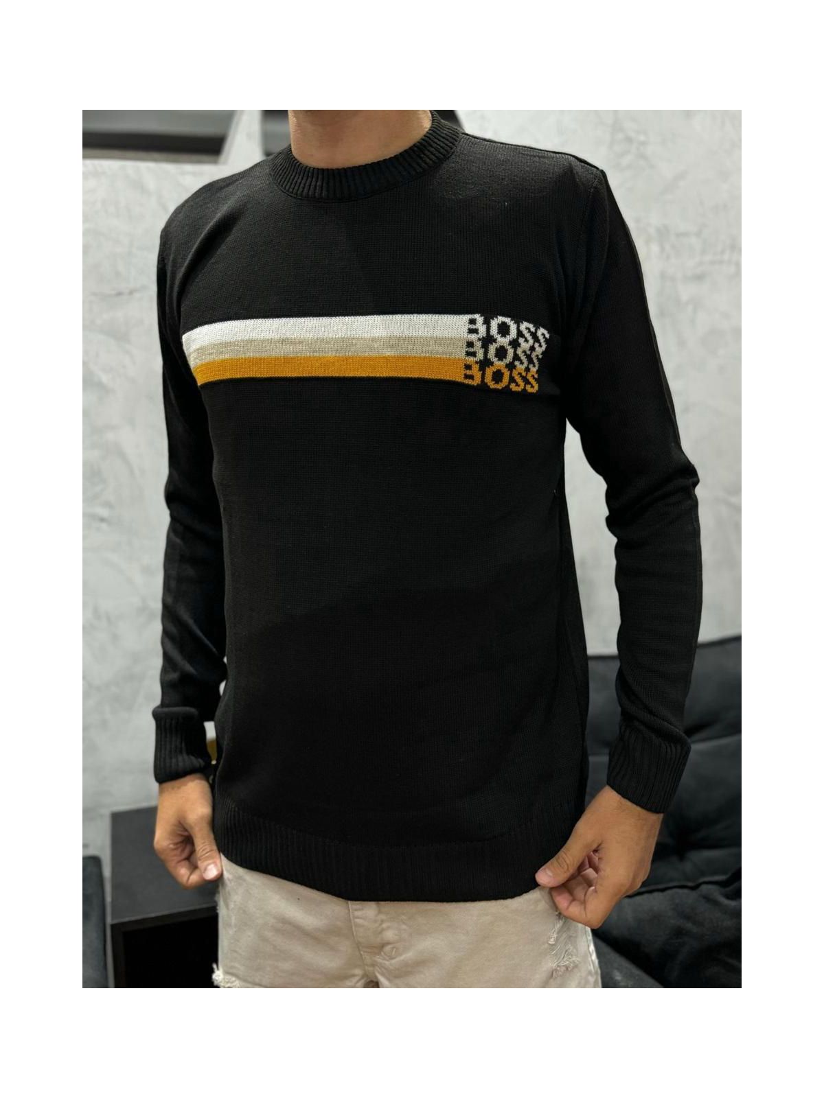 Suéter Premium BSS Preto Listra - 00327 - Conceito 62