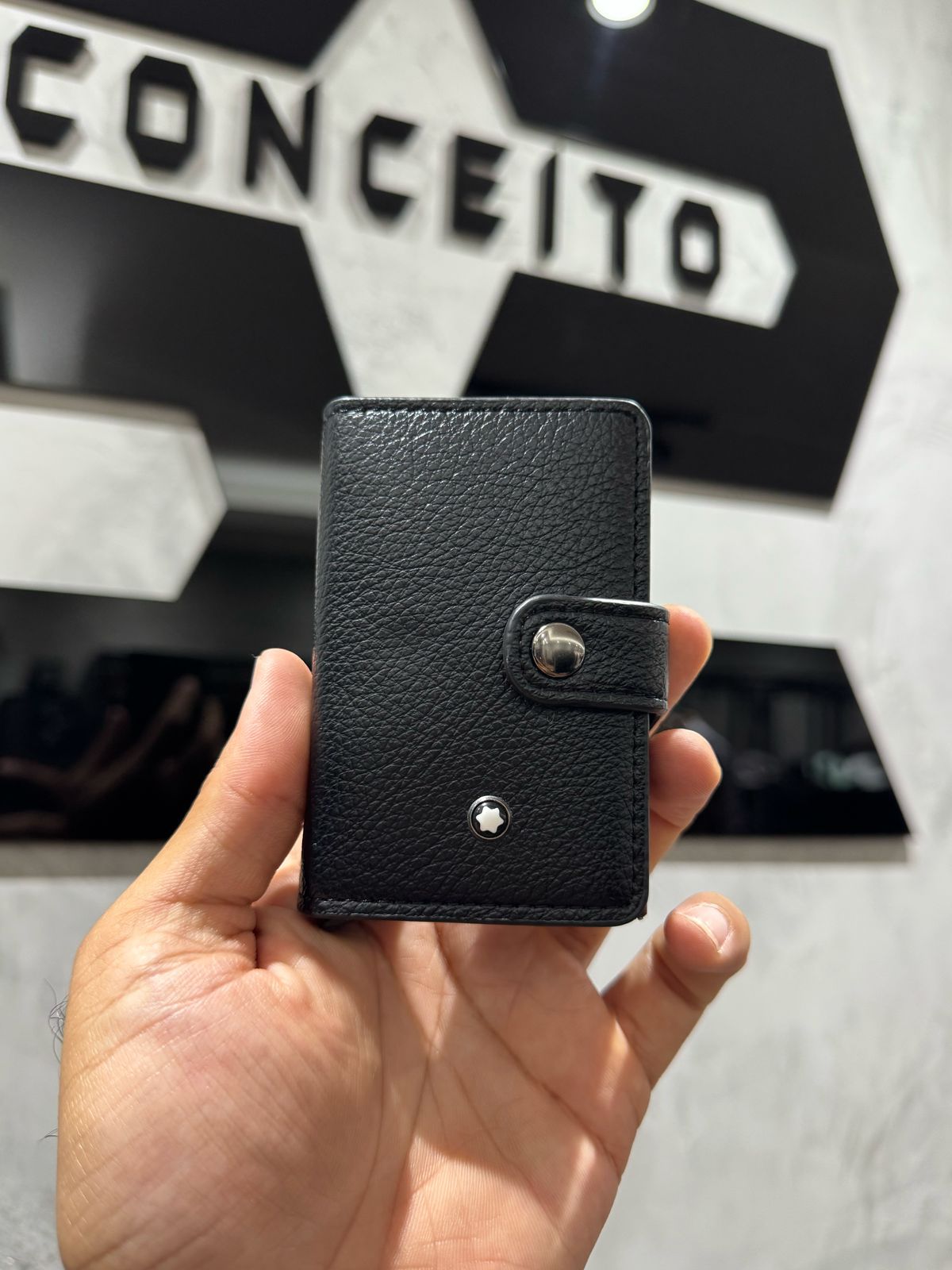 Porta Cartão Mont Blanc Preto Trava - 00433 - Conceito 62