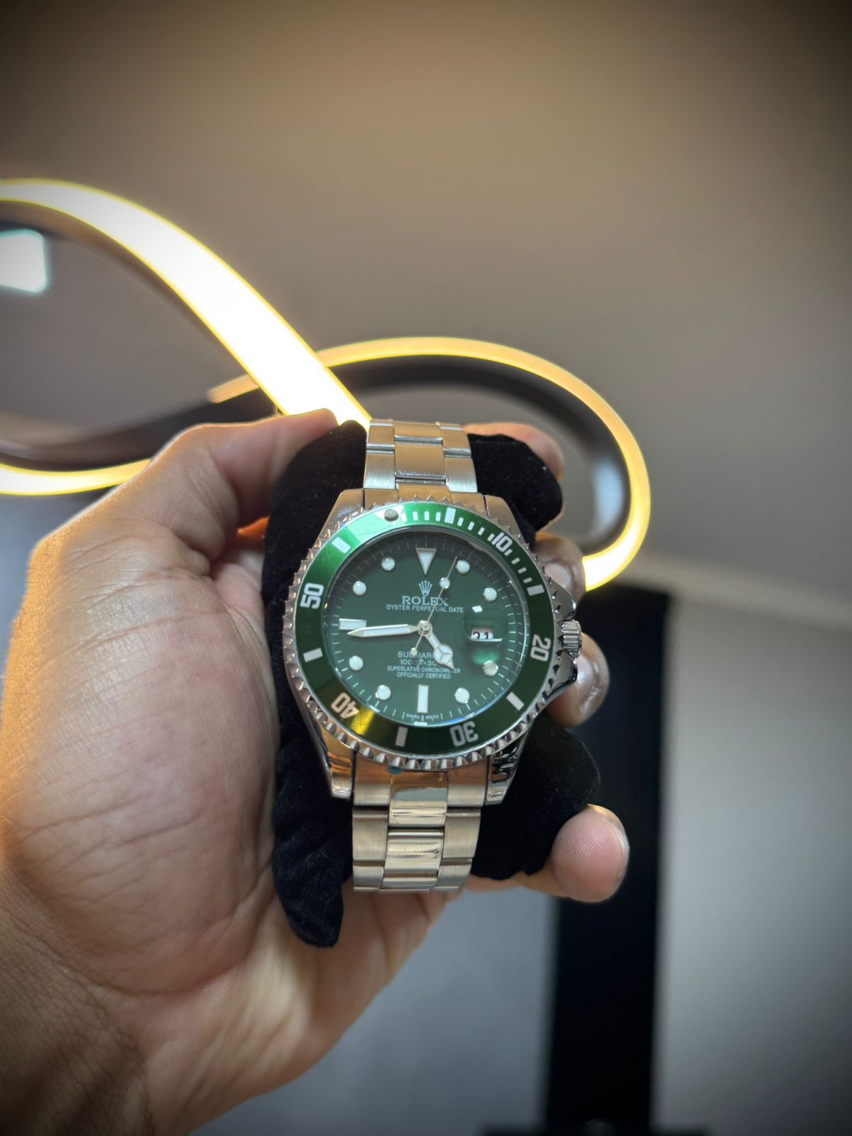 Relógio Rolex - Prata/Verde - 03437 - Conceito 62