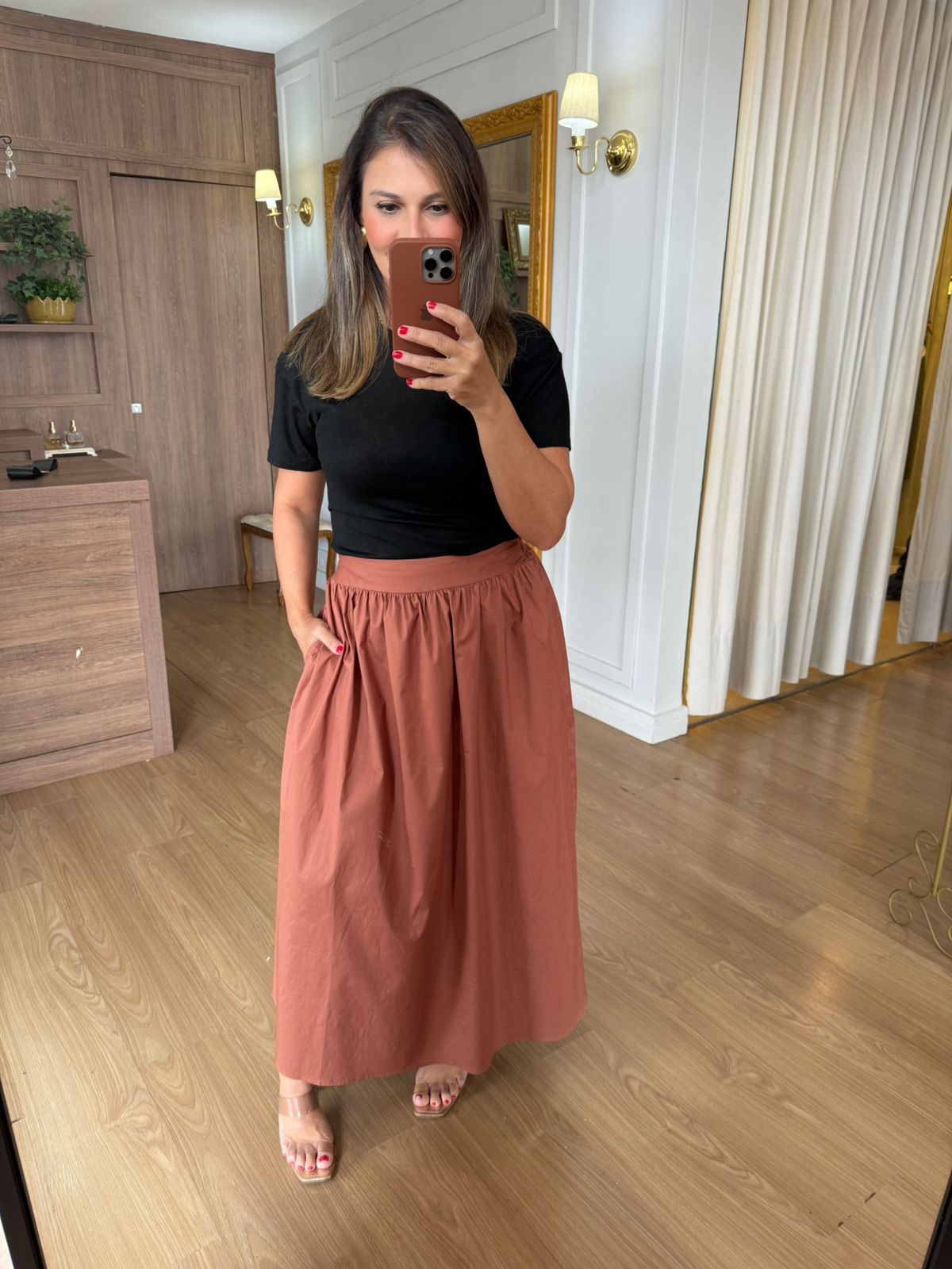 SAIA TRICOLINE - MARROM - Espasso Bela | Moda Feminina