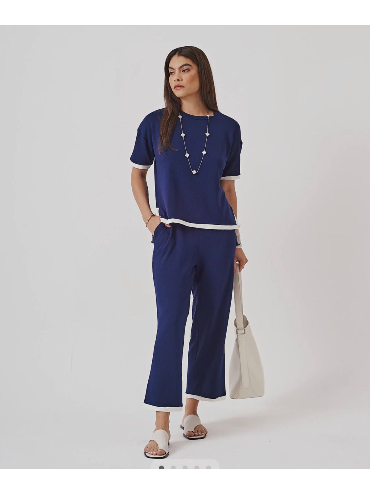 CONJUNTO EM MALHA MOLETINHO CATARINA - MARINHO COM... - Espasso Bela | Moda Feminina