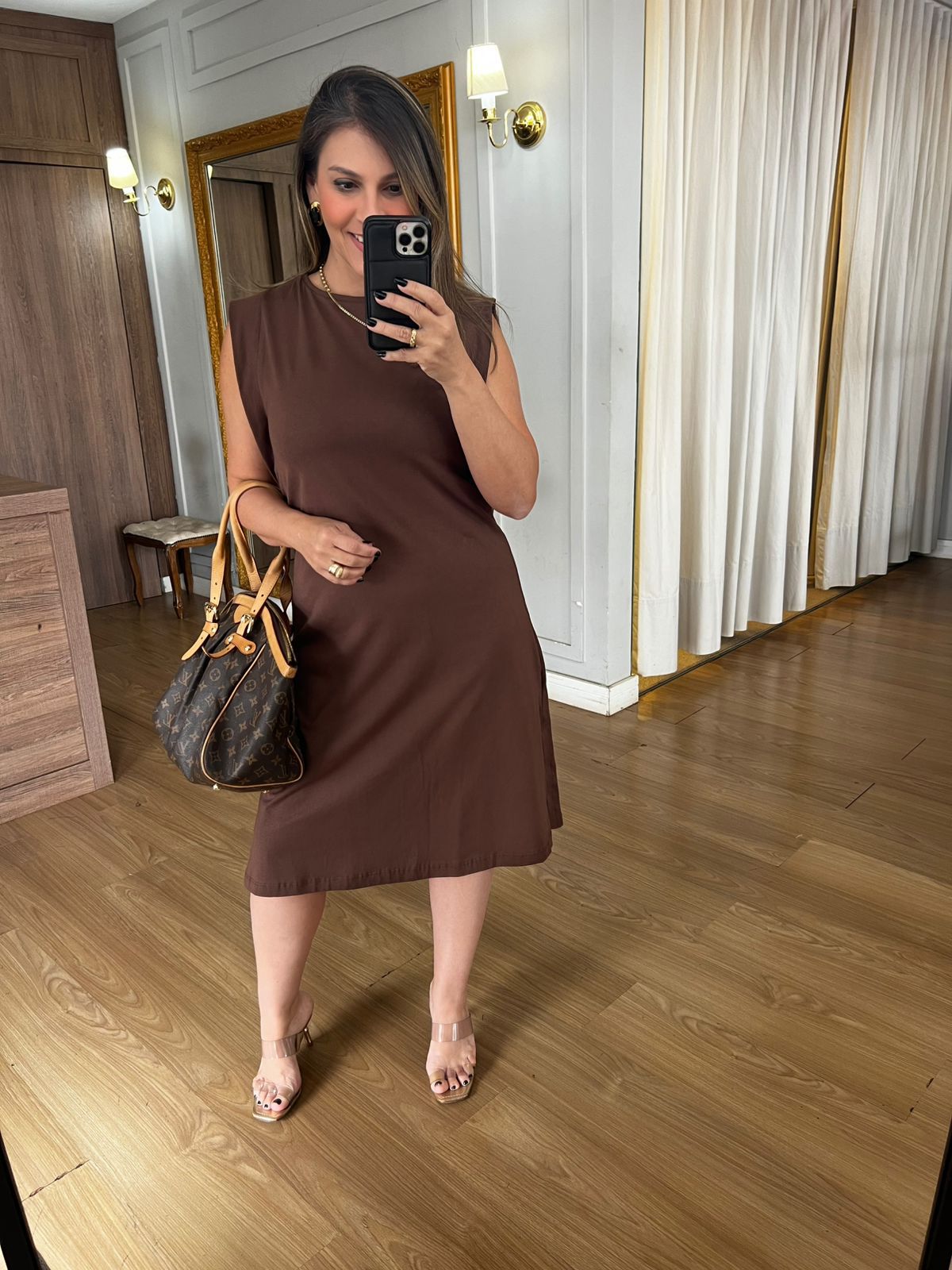 VESTIDO MALHA DE ALGODÃO MUSCLE - MARROM - Espasso Bela | Moda Feminina