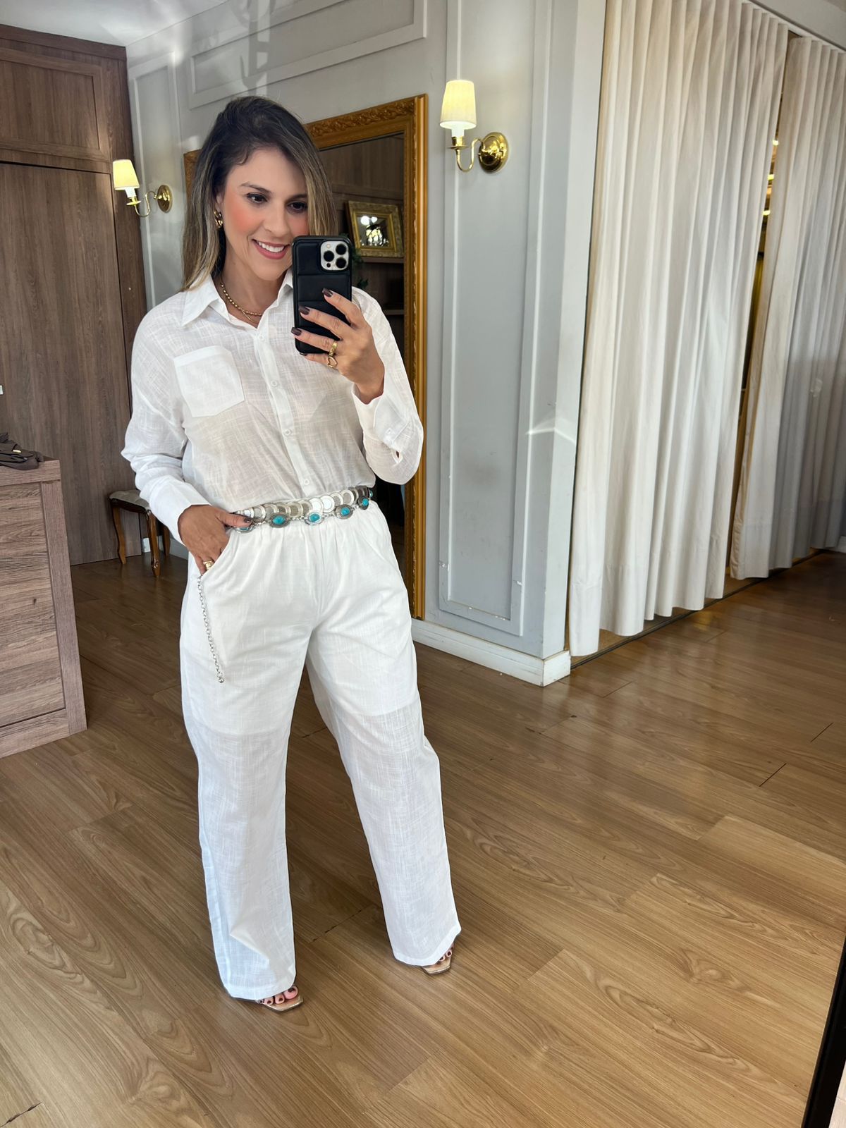 CONJUNTO CALÇA E CAMISA 100% ALGODÃO EVA - BRANCO ... - Espasso Bela | Moda Feminina