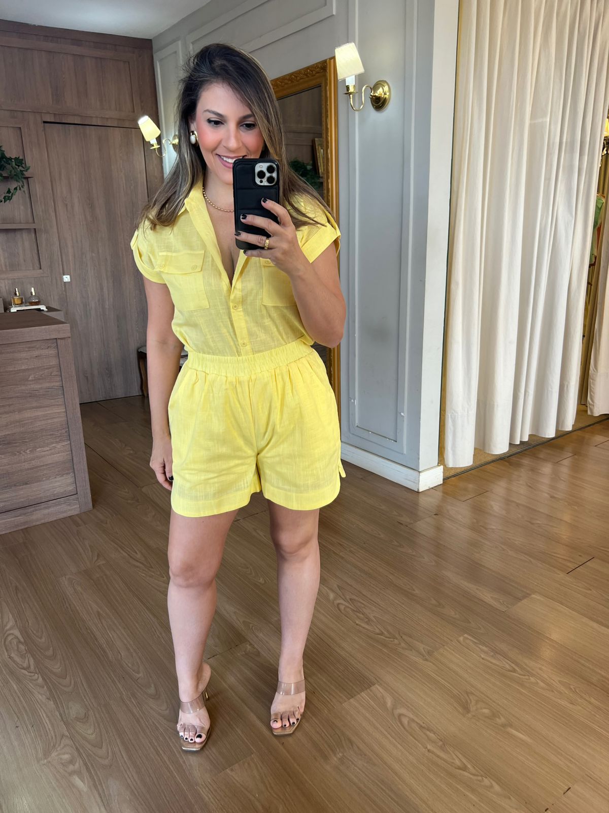 CONJUNTO PAOLA 100% ALGODÃO - AMARELO - Espasso Bela | Moda Feminina