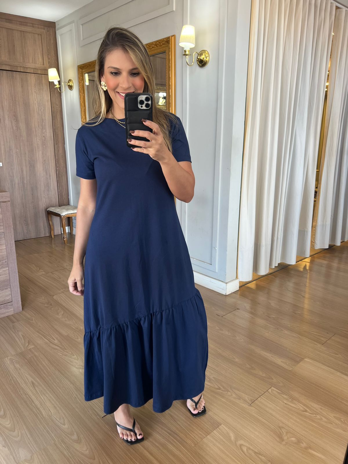 VESTIDO ALICE MALHA ALGODÃO - MARINHO - Espasso Bela | Moda Feminina