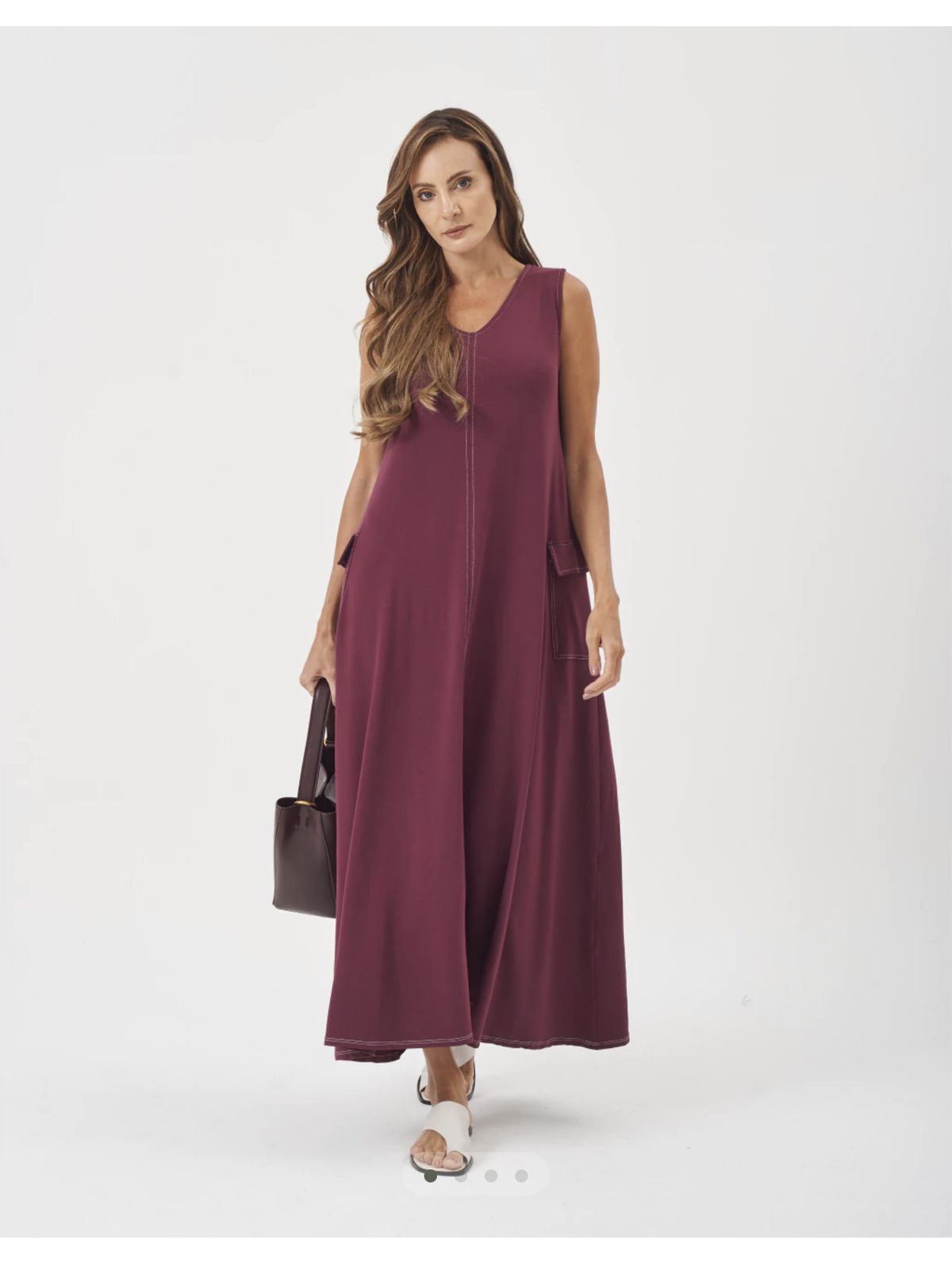 VESTIDO FRIDA EM MOLETINHO COM PRESPONTO - MARSALA - Espasso Bela | Moda Feminina