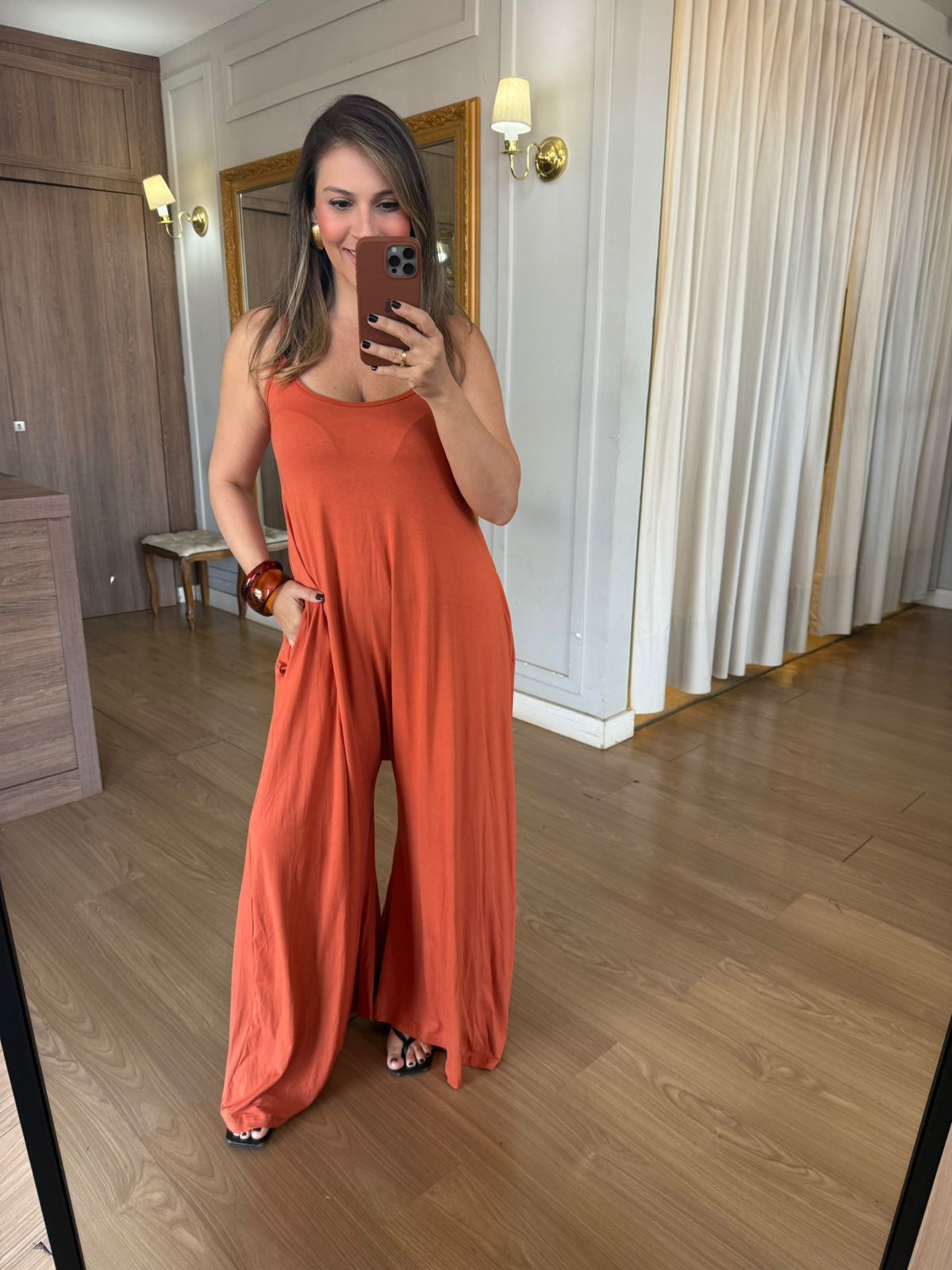 MACACÃO EM MALHA ALÇA - LARANJA - Espasso Bela | Moda Feminina