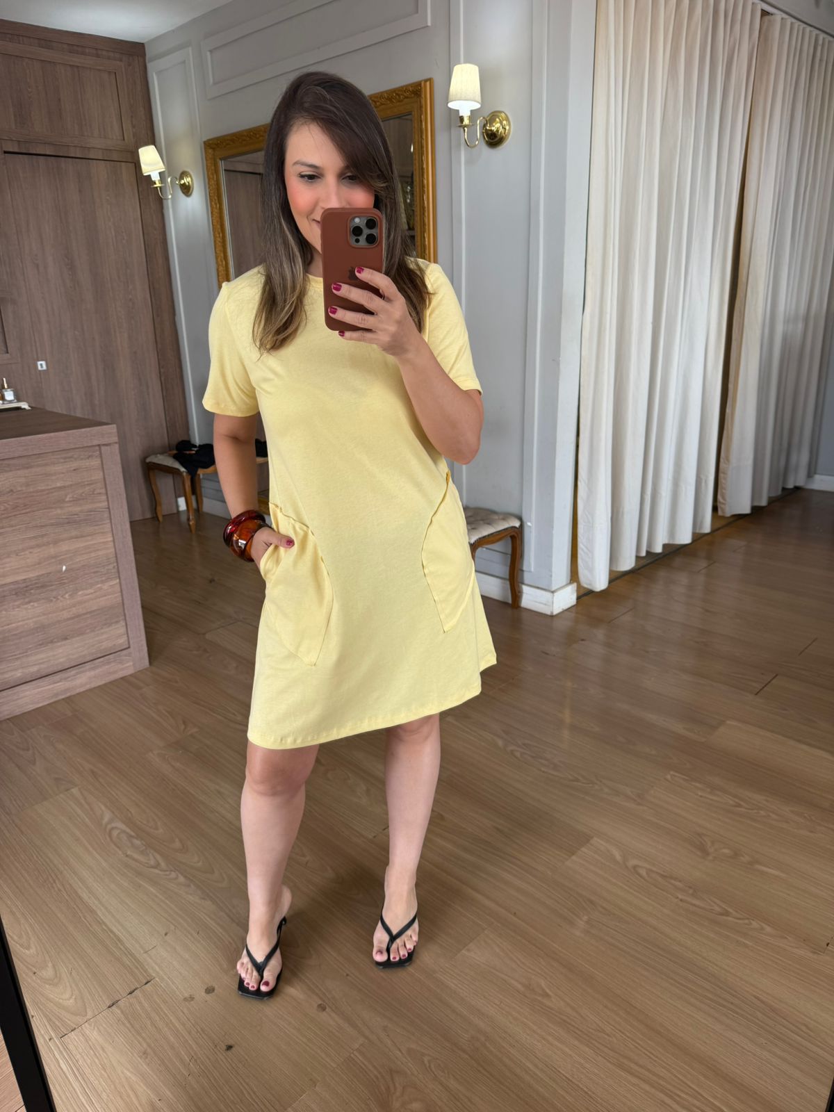 VESTIDO MALHA DE ALGODÃO AURI- AMARELO - Espasso Bela | Moda Feminina