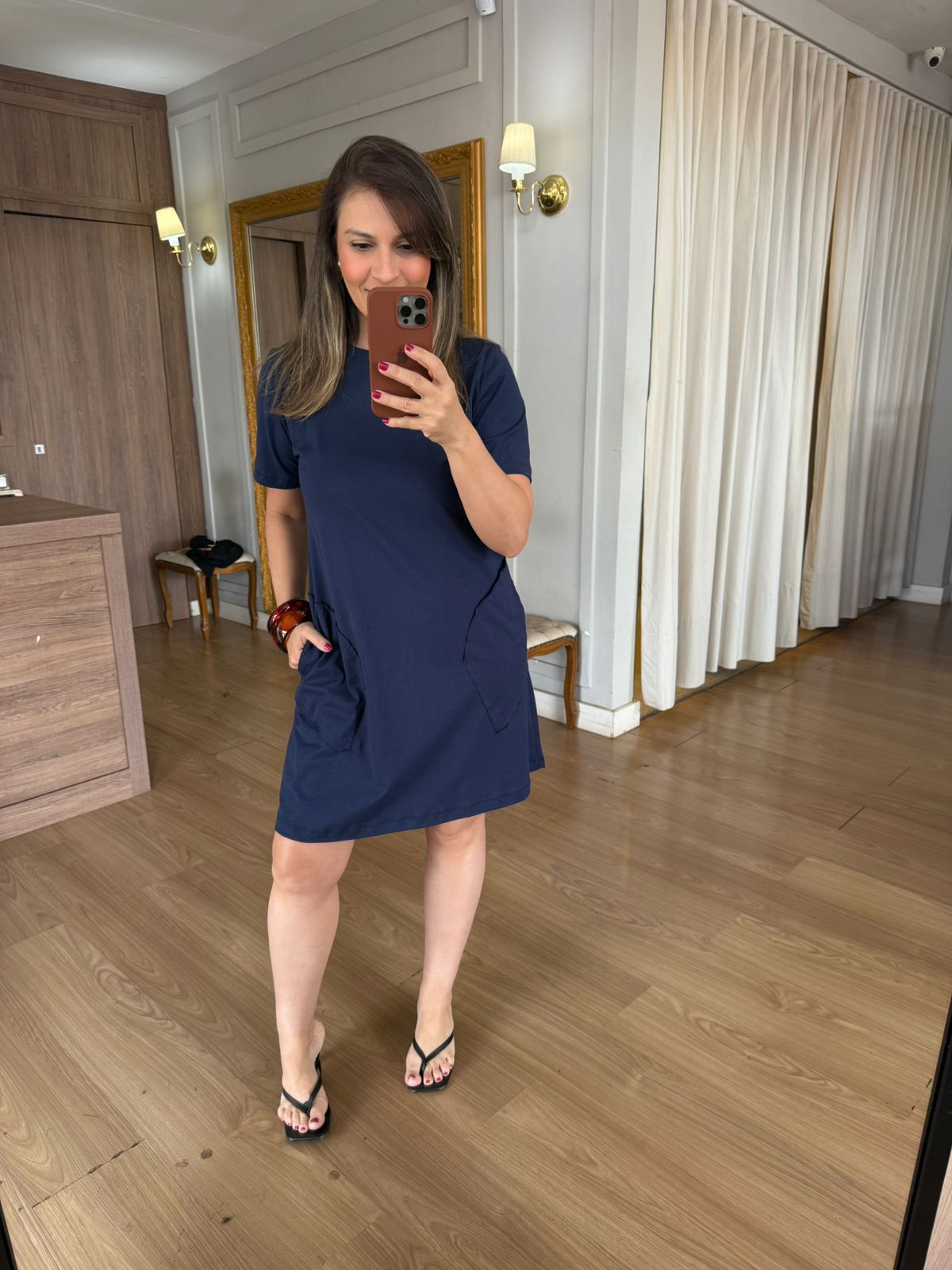 VESTIDO MALHA DE ALGODÃO AURI- MARINHO - Espasso Bela | Moda Feminina