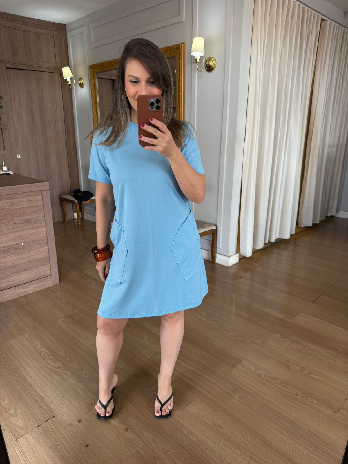 VESTIDO MALHA DE ALGODÃO AURI- AZUL CANDY - Espasso Bela | Moda Feminina