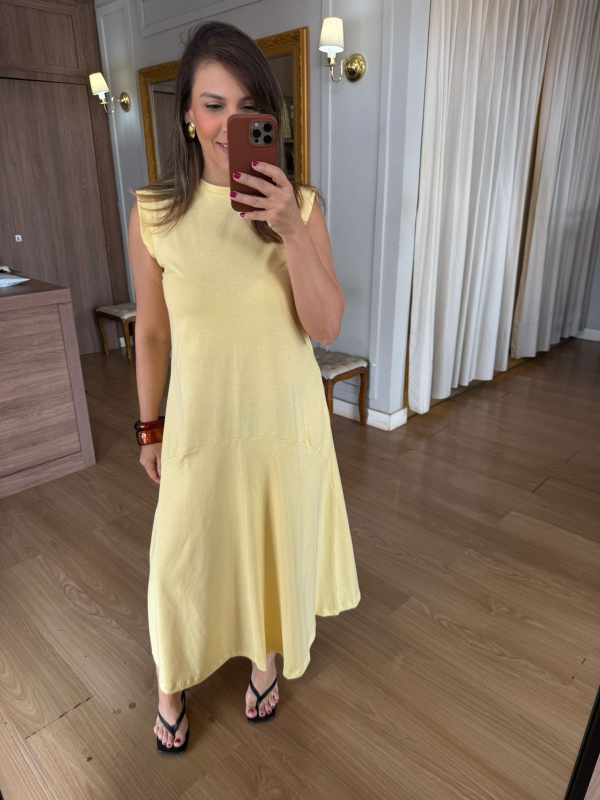 VESTIDO MALHA DE ALGODÃO DÉBORA - AMARELO - Espasso Bela | Moda Feminina