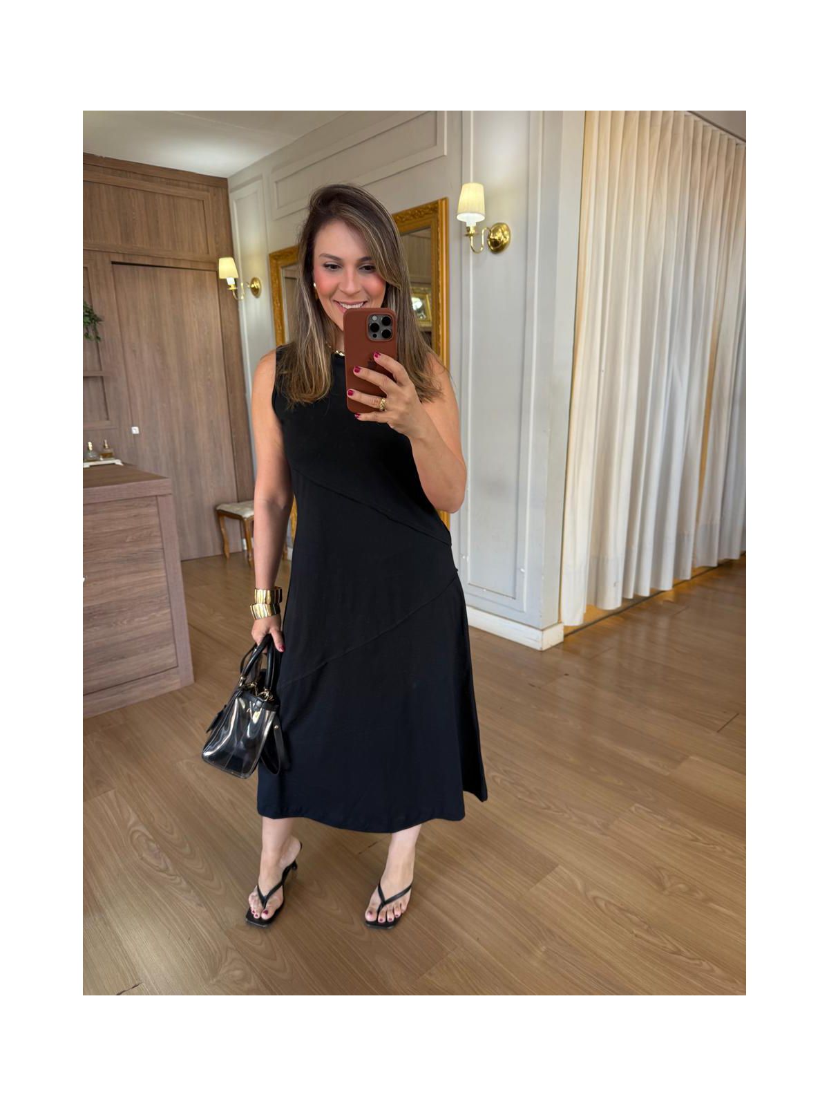 VESTIDO MALHA DE ALGODÃO JOANA - PRETO - Espasso Bela | Moda Feminina