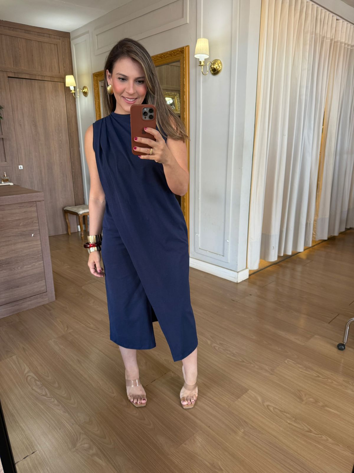 VESTIDO MALHA DE ALGODÃO DRAPEADO - AZUL - Espasso Bela | Moda Feminina