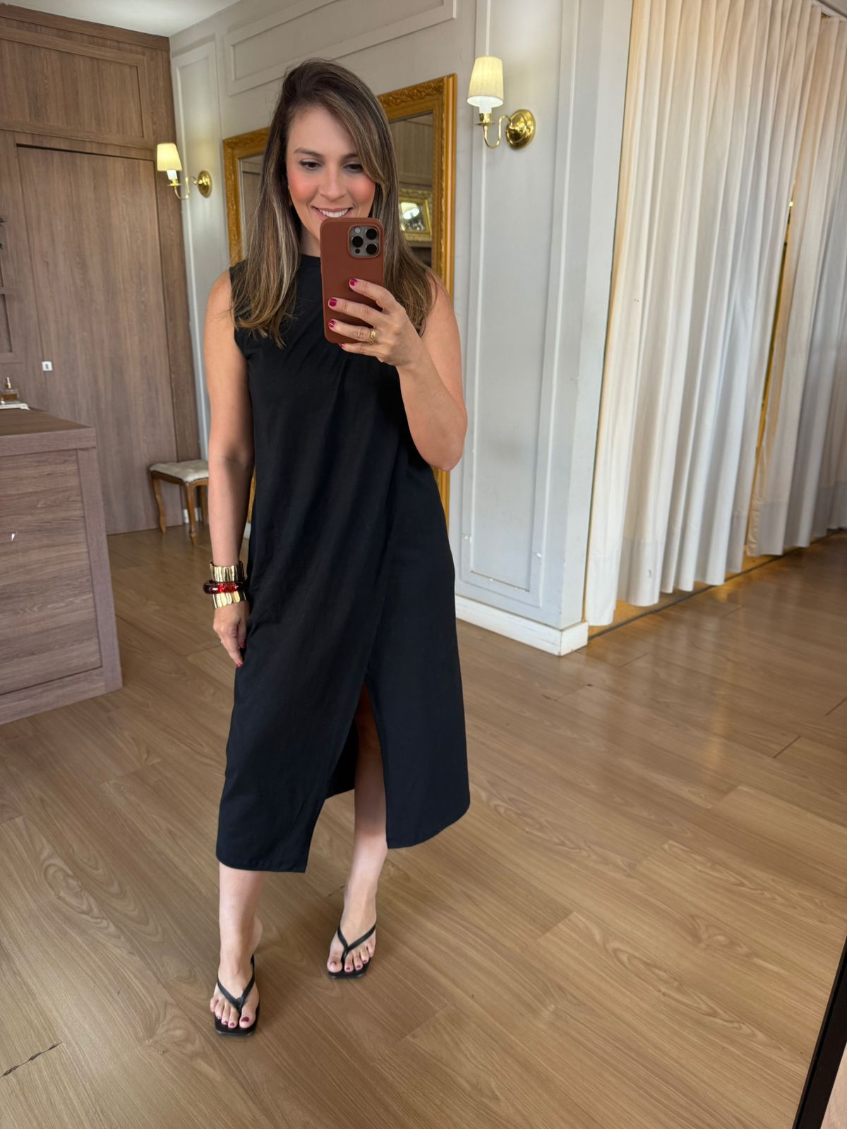 VESTIDO MALHA DE ALGODÃO DRAPEADO- PRETO - Espasso Bela | Moda Feminina