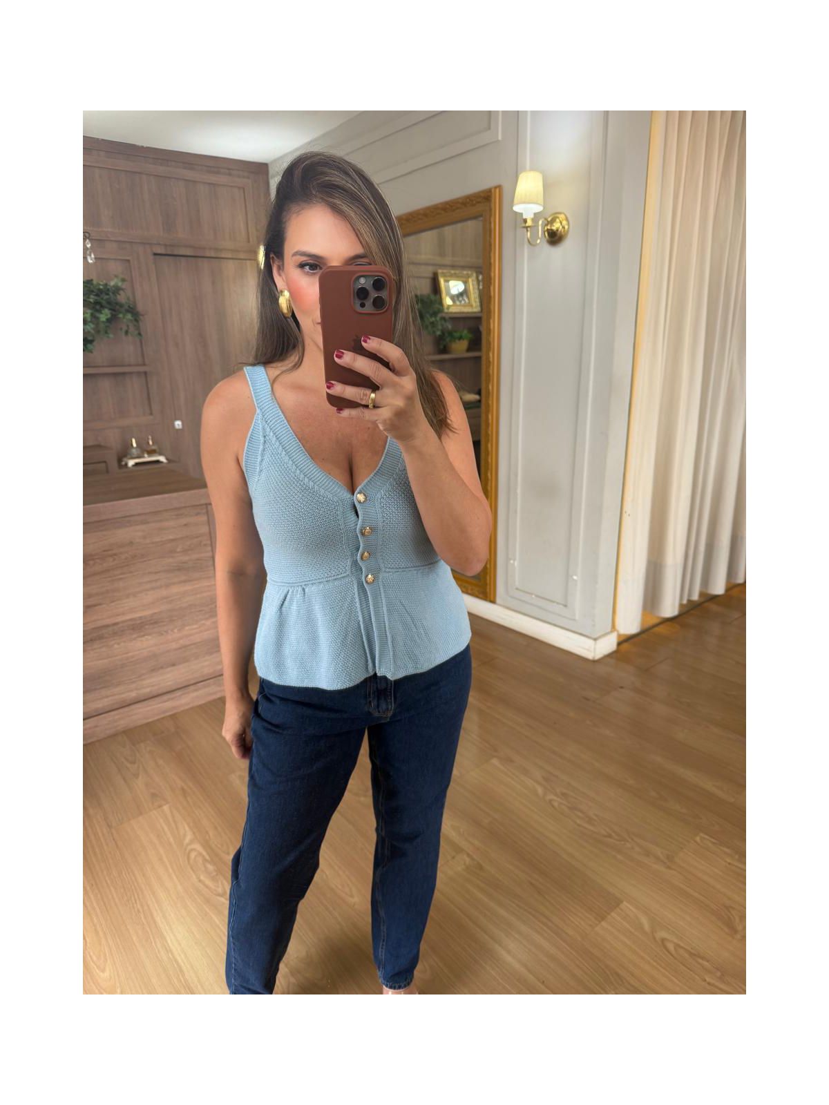 REGATA EM TRICO MODAL - AZUL - Espasso Bela | Moda Feminina