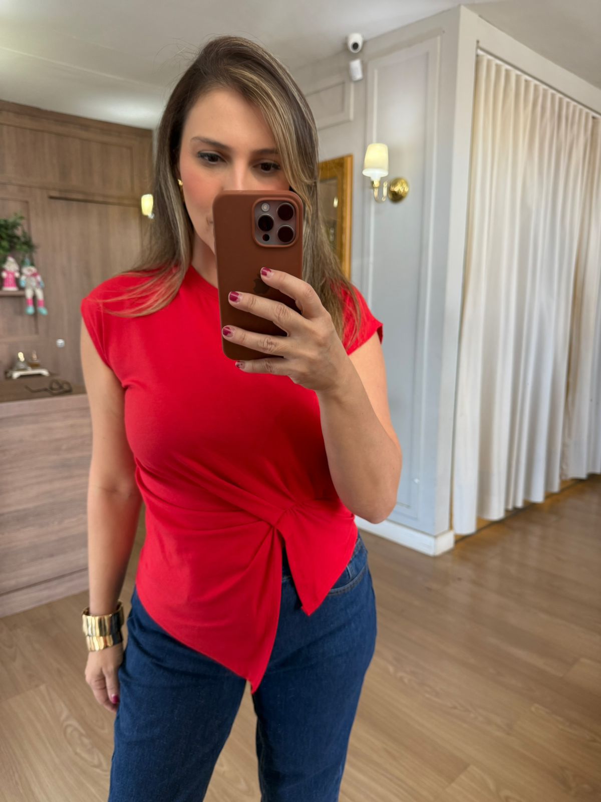 BLUSA MALHA DE ALGODÃO ASSIMETRICA - VERMELHA - Espasso Bela | Moda Feminina