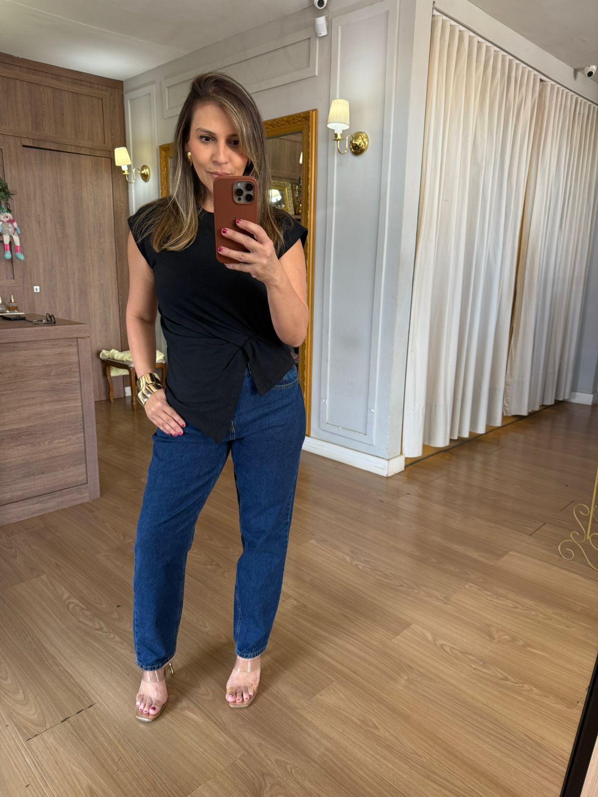 BLUSA MALHA DE ALGODÃO ASSIMETRICA - PRETA - Espasso Bela | Moda Feminina