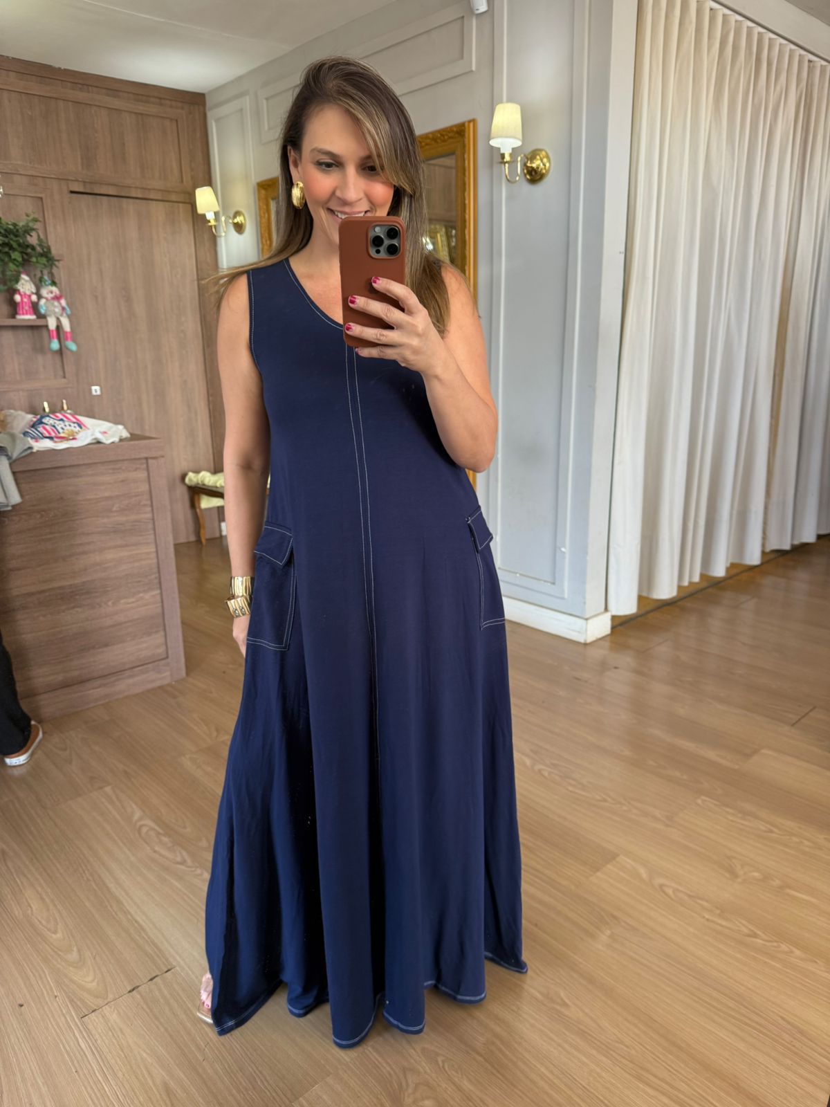 VESTIDO FRIDA EM MOLETINHO COM PRESPONTO - AZUL - Espasso Bela | Moda Feminina