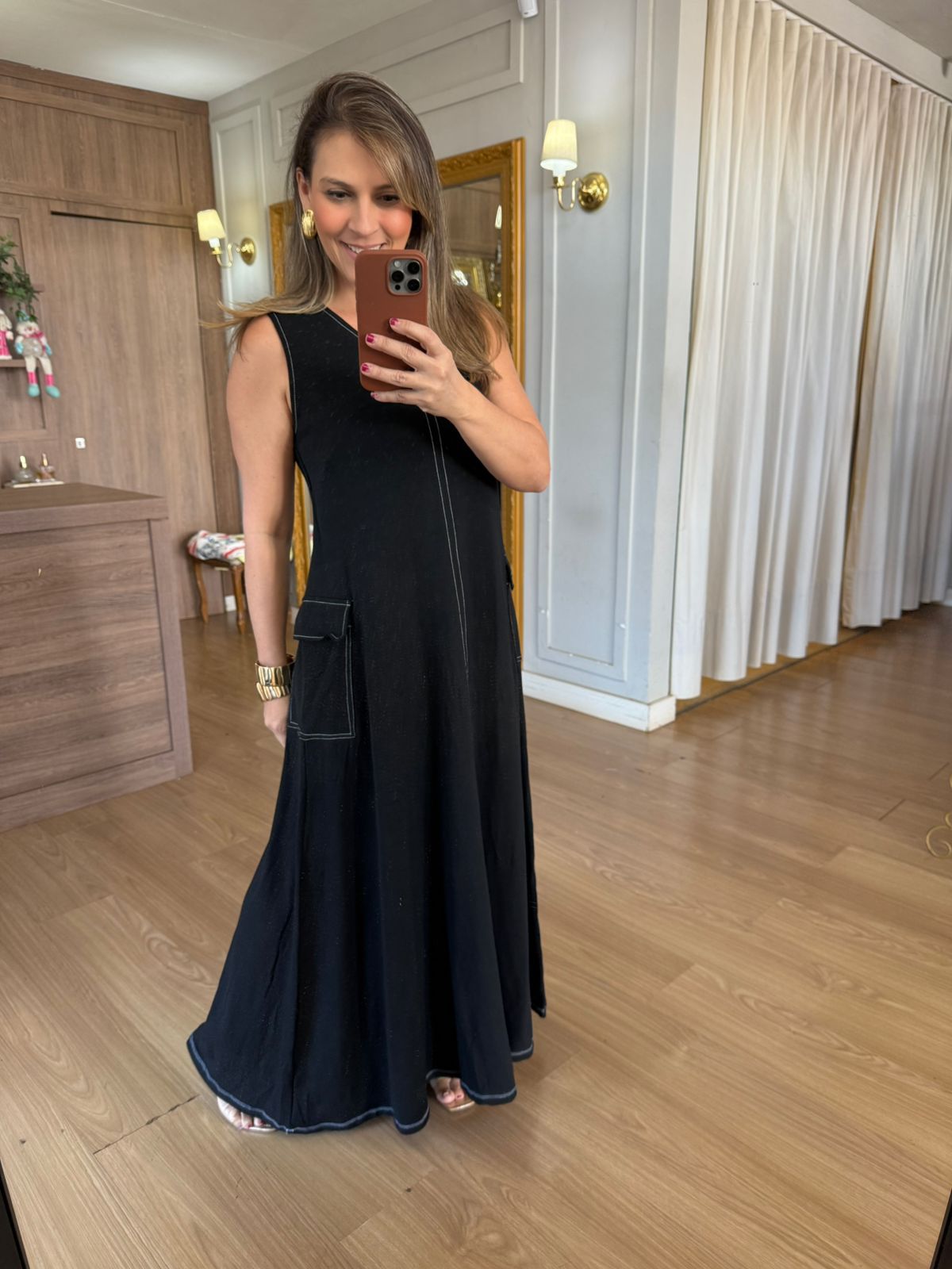 VESTIDO FRIDA EM MOLETINHO COM PRESPONTO - PRETO - Espasso Bela | Moda Feminina