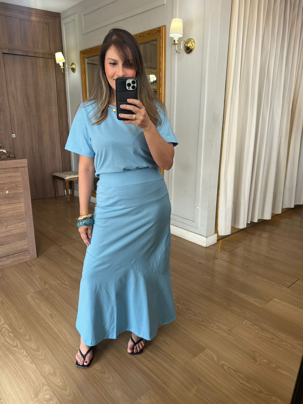 CONJUNTO MALHA DE ALGODÃO PALOMA - AZUL CANDY - Espasso Bela | Moda Feminina