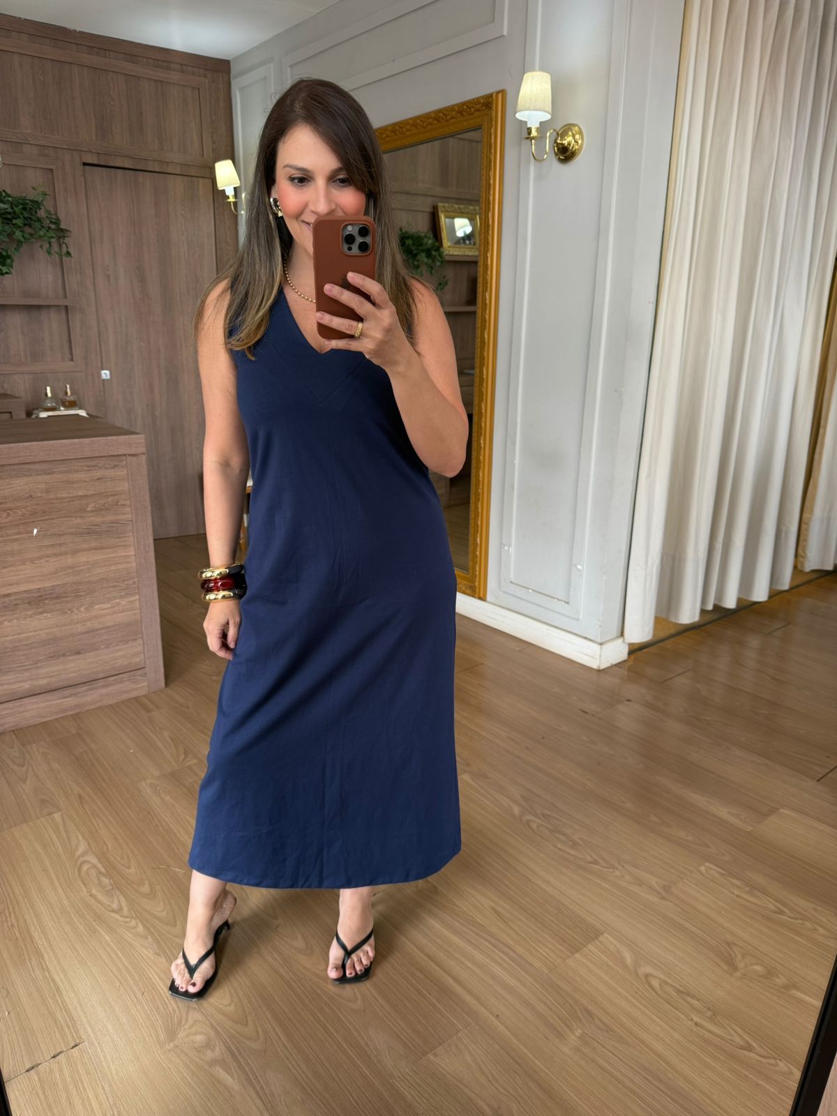 VESTIDO MALHA DE ALGODÃO CELINA - MARINHO - Espasso Bela | Moda Feminina