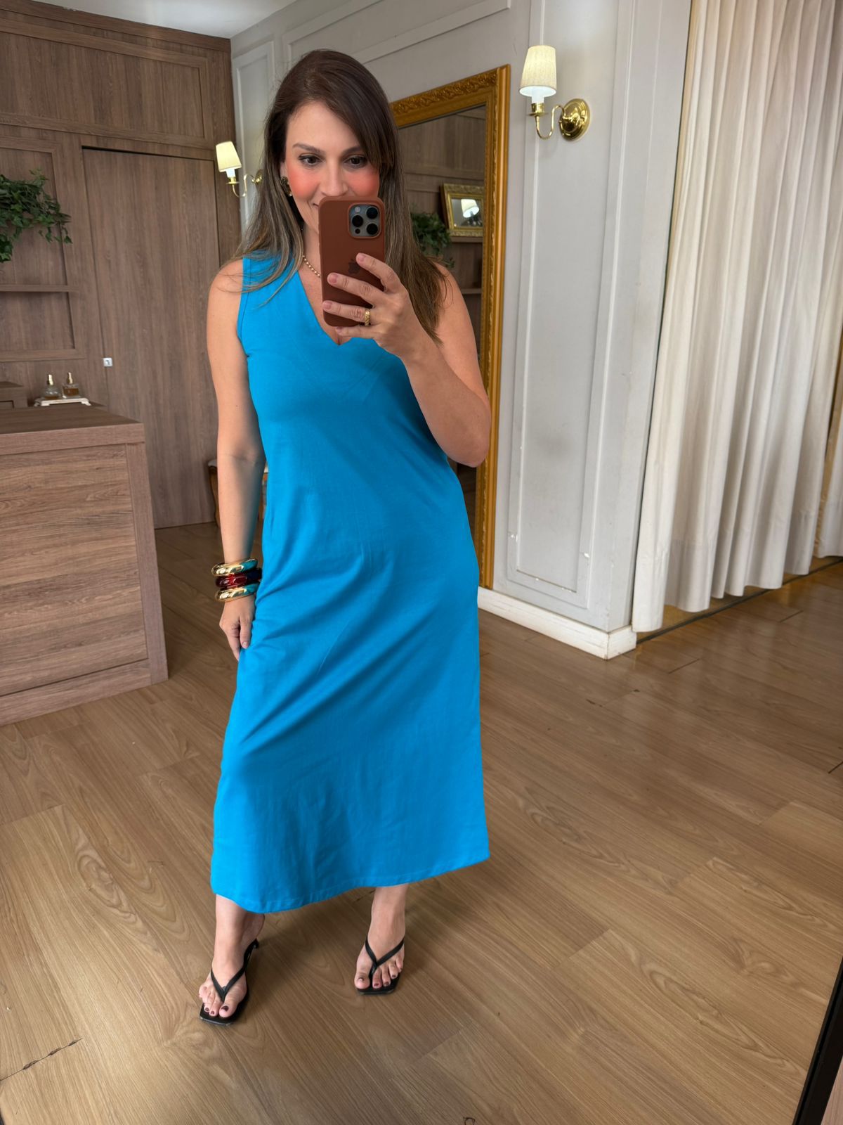 VESTIDO MALHA DE ALGODÃO CELINA - TURQUESA - Espasso Bela | Moda Feminina