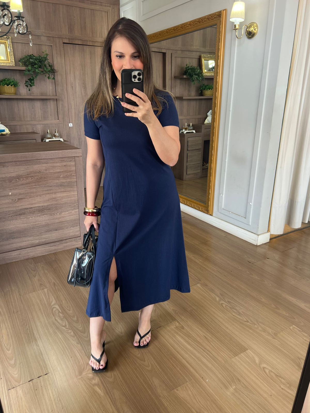VESTIDO FENDA - MARINHO - Espasso Bela | Moda Feminina