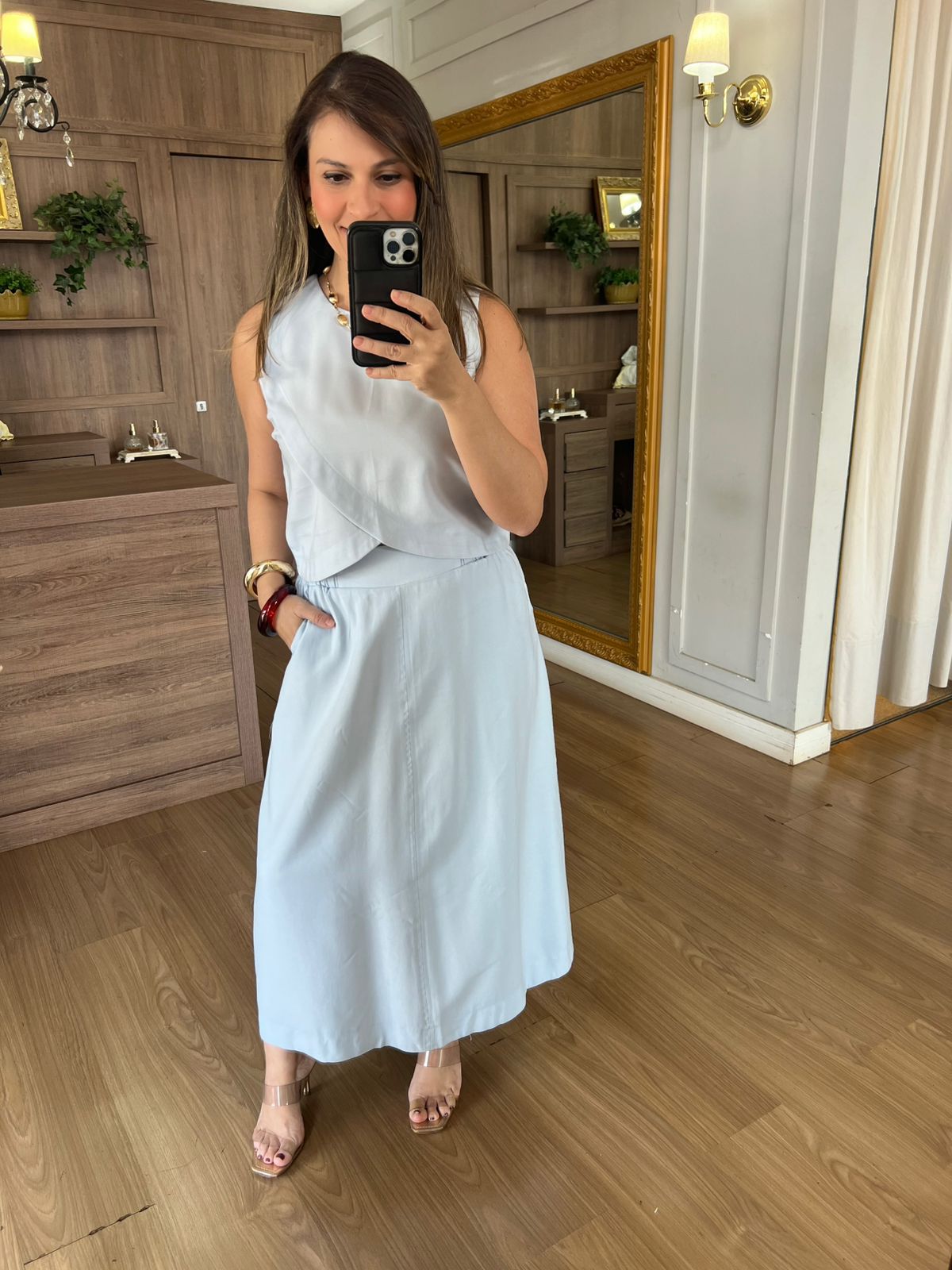 CONJUNTO EM LIOCEL BELA - AZUL CANDY - Espasso Bela | Moda Feminina