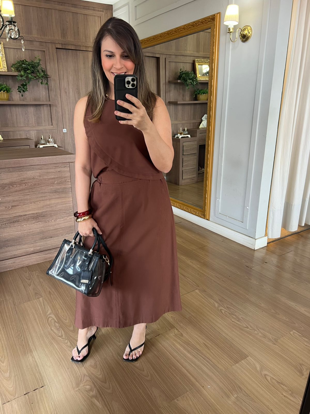 CONJUNTO EM LIOCEL BELA - MARROM - Espasso Bela | Moda Feminina