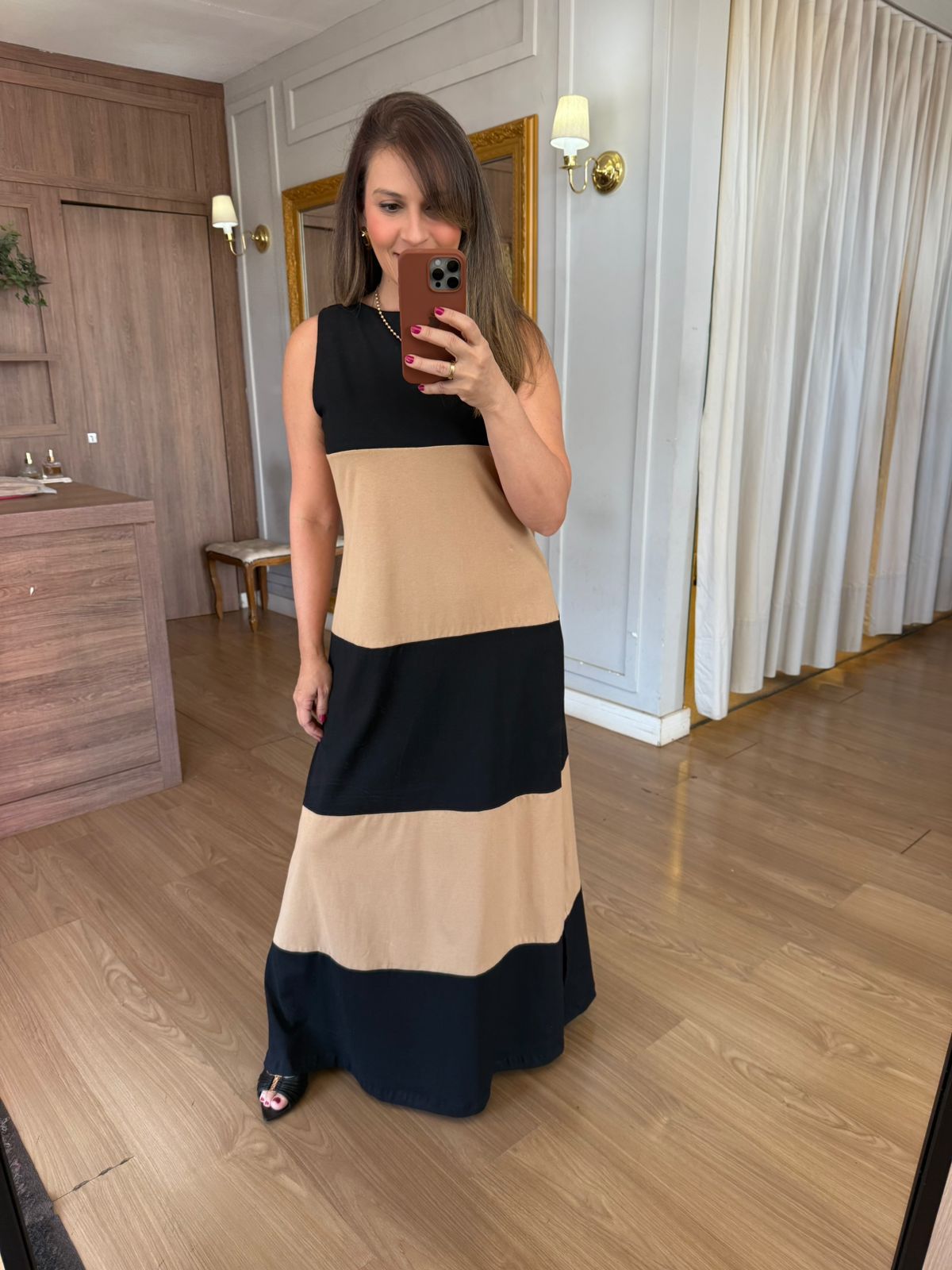 VESTIDO REGATA MALHA DE ALGODÃO BICOLOR ELISA - PR... - Espasso Bela | Moda Feminina