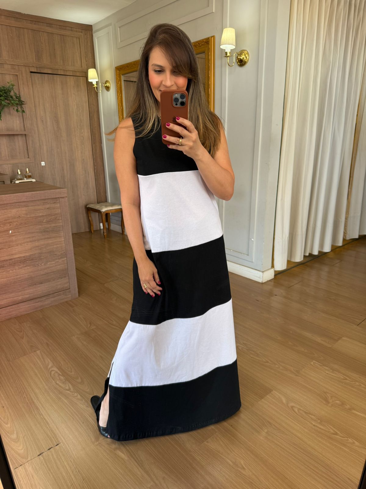 VESTIDO REGATA MALHA DE ALGODÃO BICOLOR ELISA - PR... - Espasso Bela | Moda Feminina
