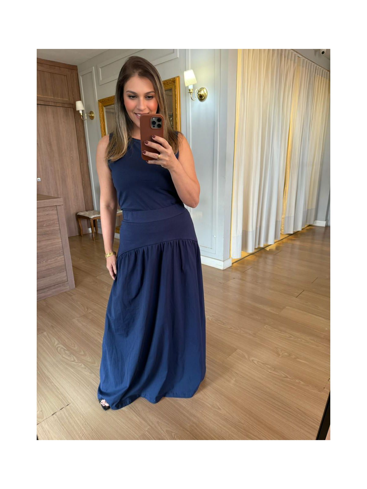 CONJUNTO REGATA E SAIA MALHA DE ALGODÃO CAMILA - A... - Espasso Bela | Moda Feminina