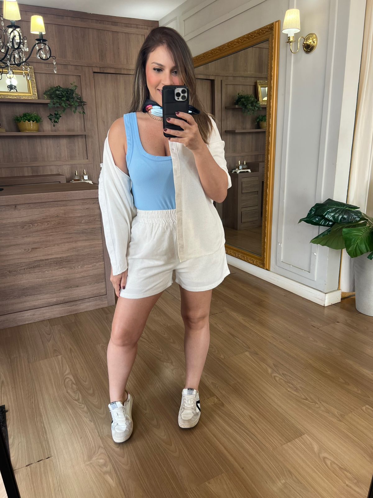 CONJUNTO SHORT E CAMISA 100% ALGODÃO MARIA - LINHO... - Espasso Bela | Moda Feminina