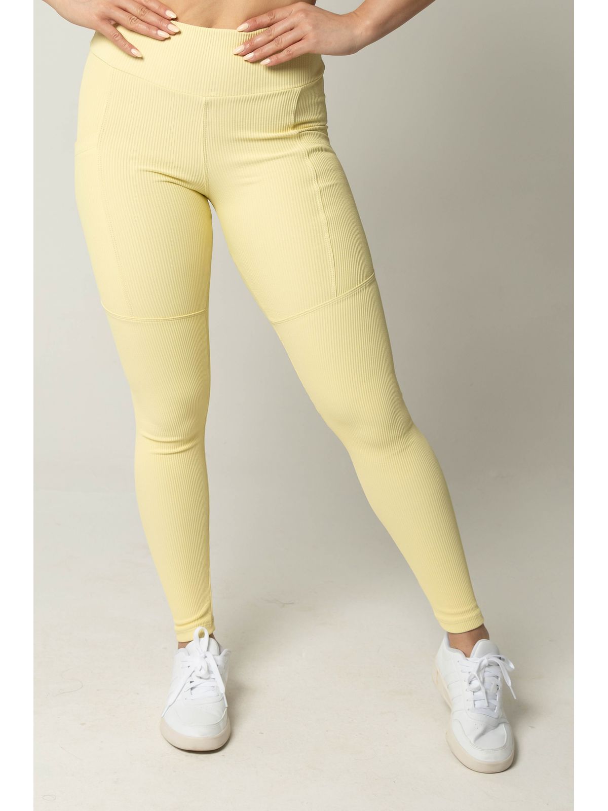 Calça Fitness Canelada Anamadu Amarelo