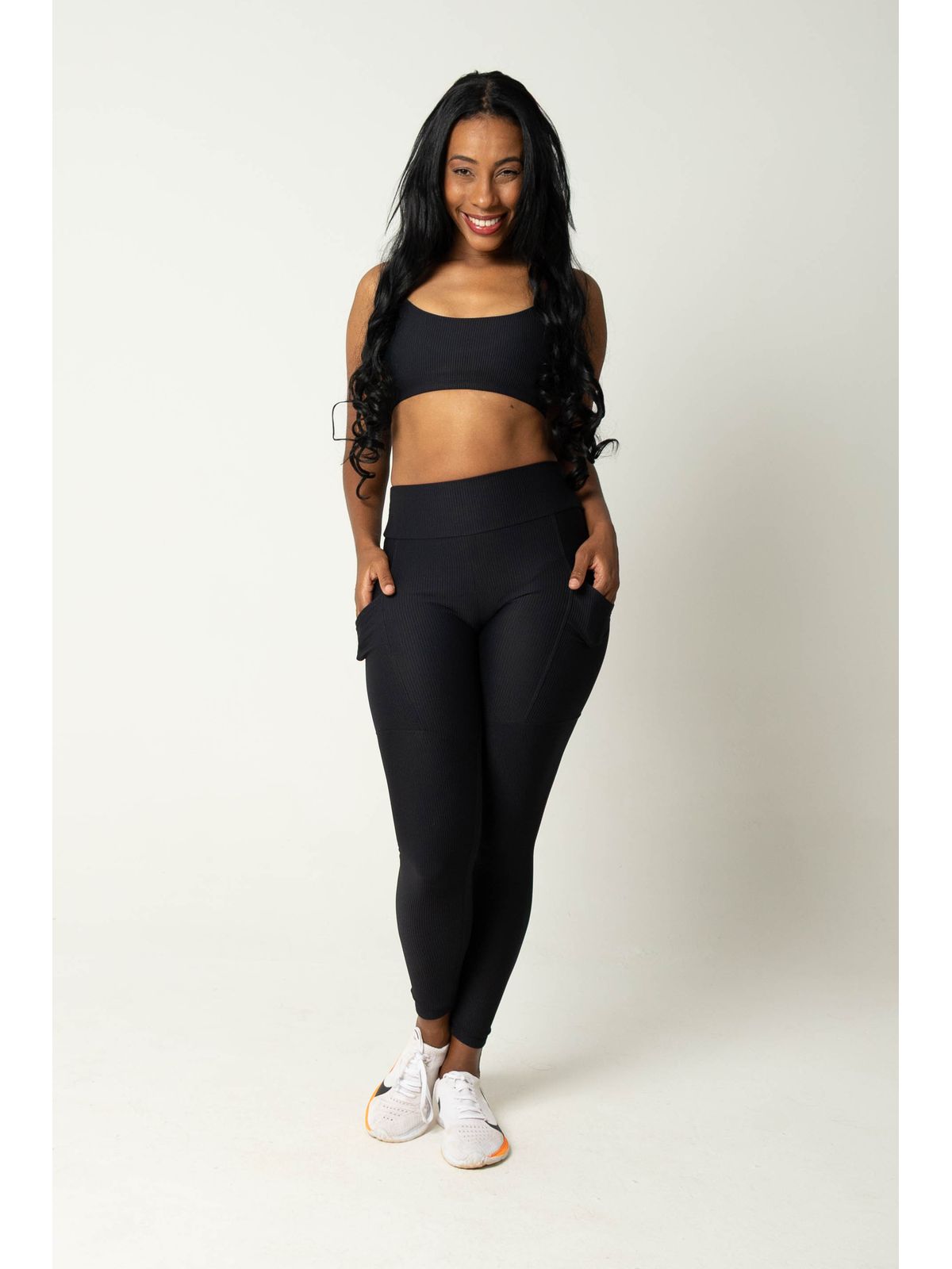 Calça Fitness Canelada Anamadu Preto