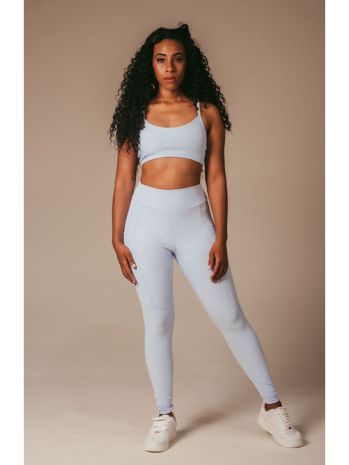 Top Canelado Fitness Feminino Anamadu Azul Bebê