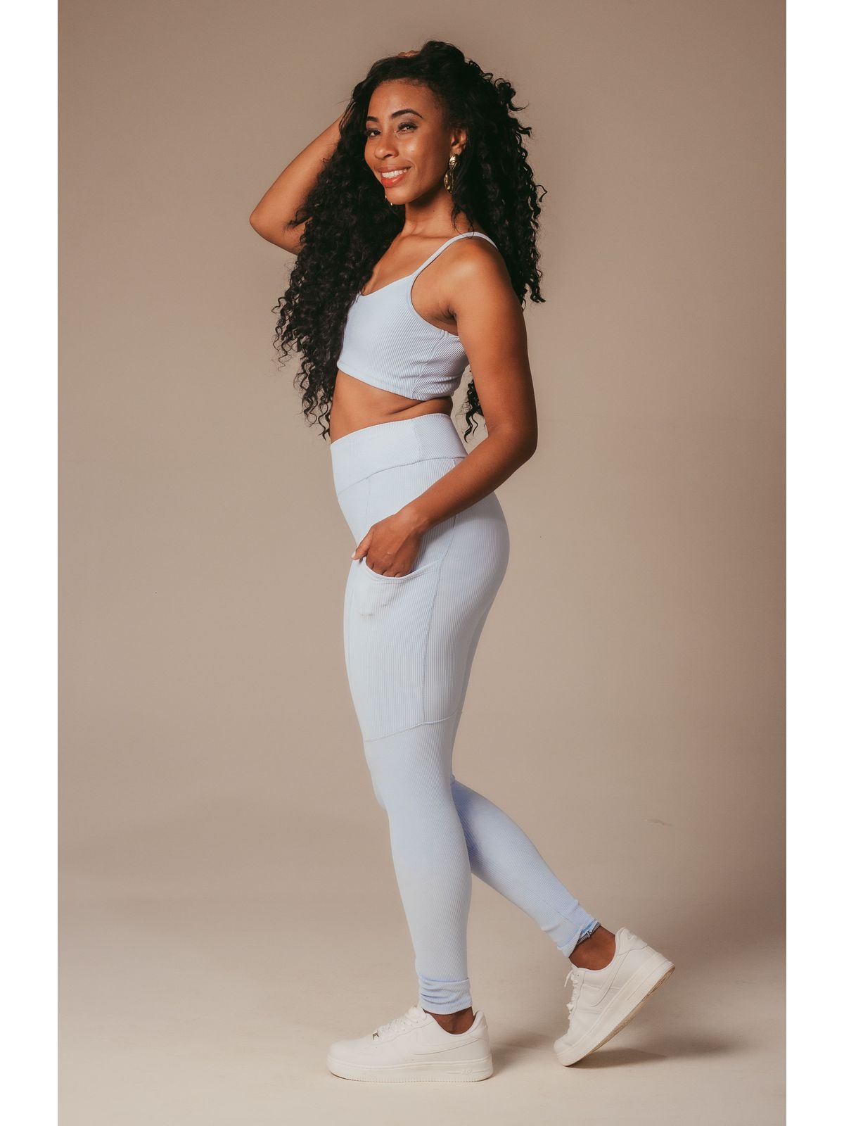 Top Canelado Fitness Feminino Anamadu Azul Bebê