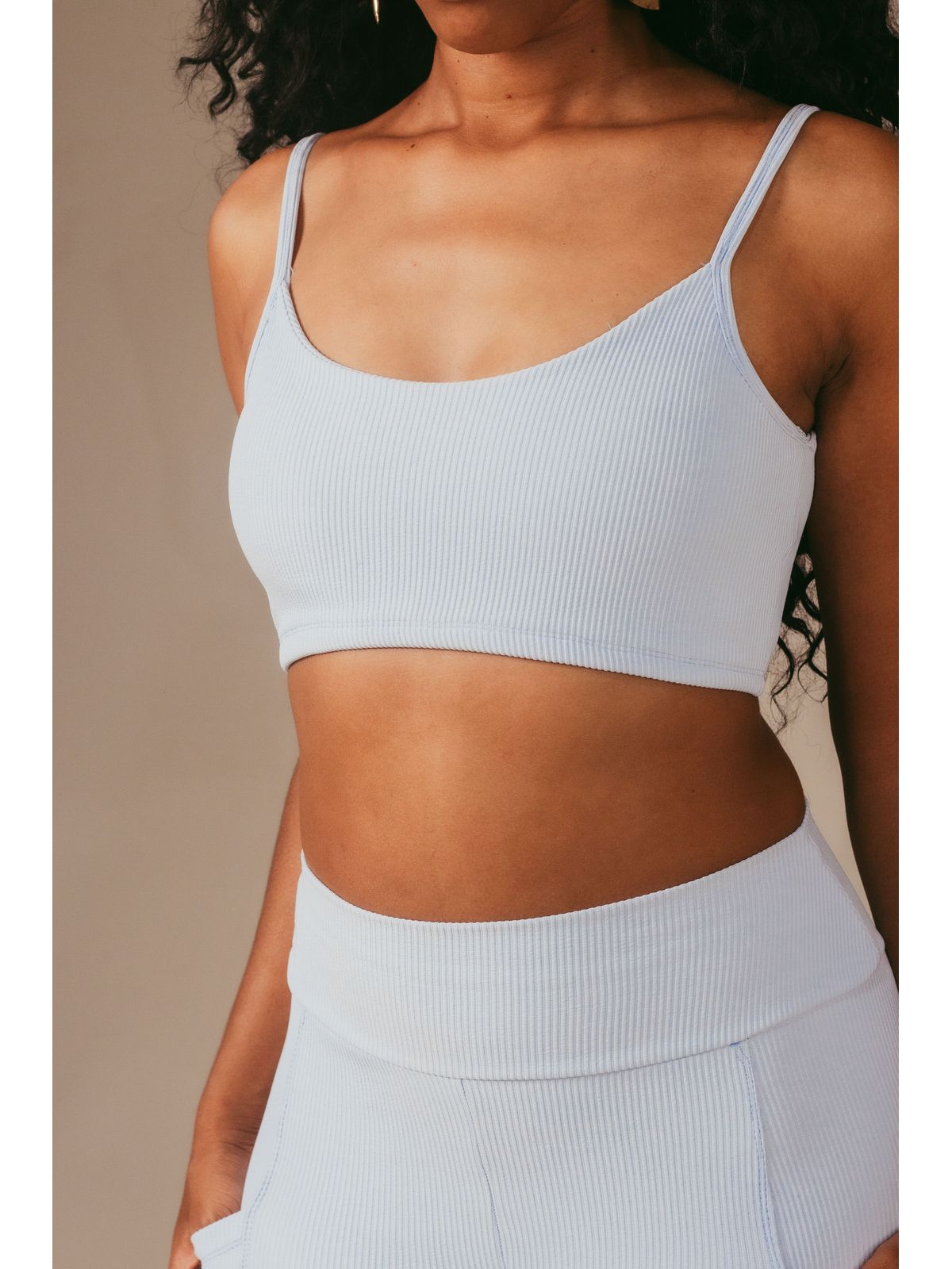 Top Canelado Fitness Feminino Anamadu Azul Bebê