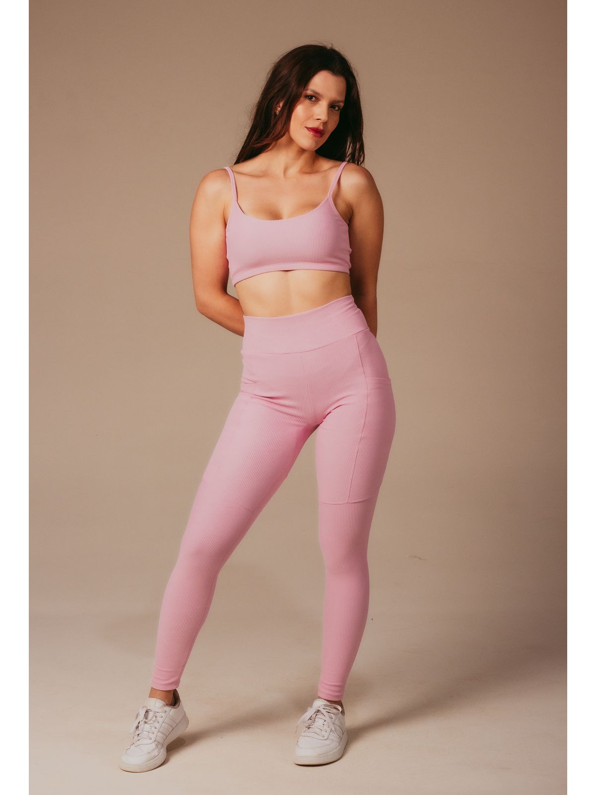 Top Canelado Fitness Feminino Anamadu Rosa Bebê