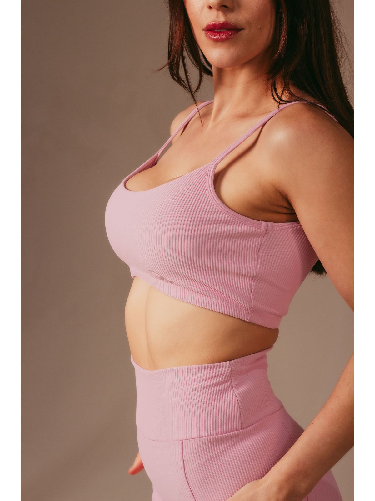 Top Canelado Fitness Feminino Anamadu Rosa Bebê