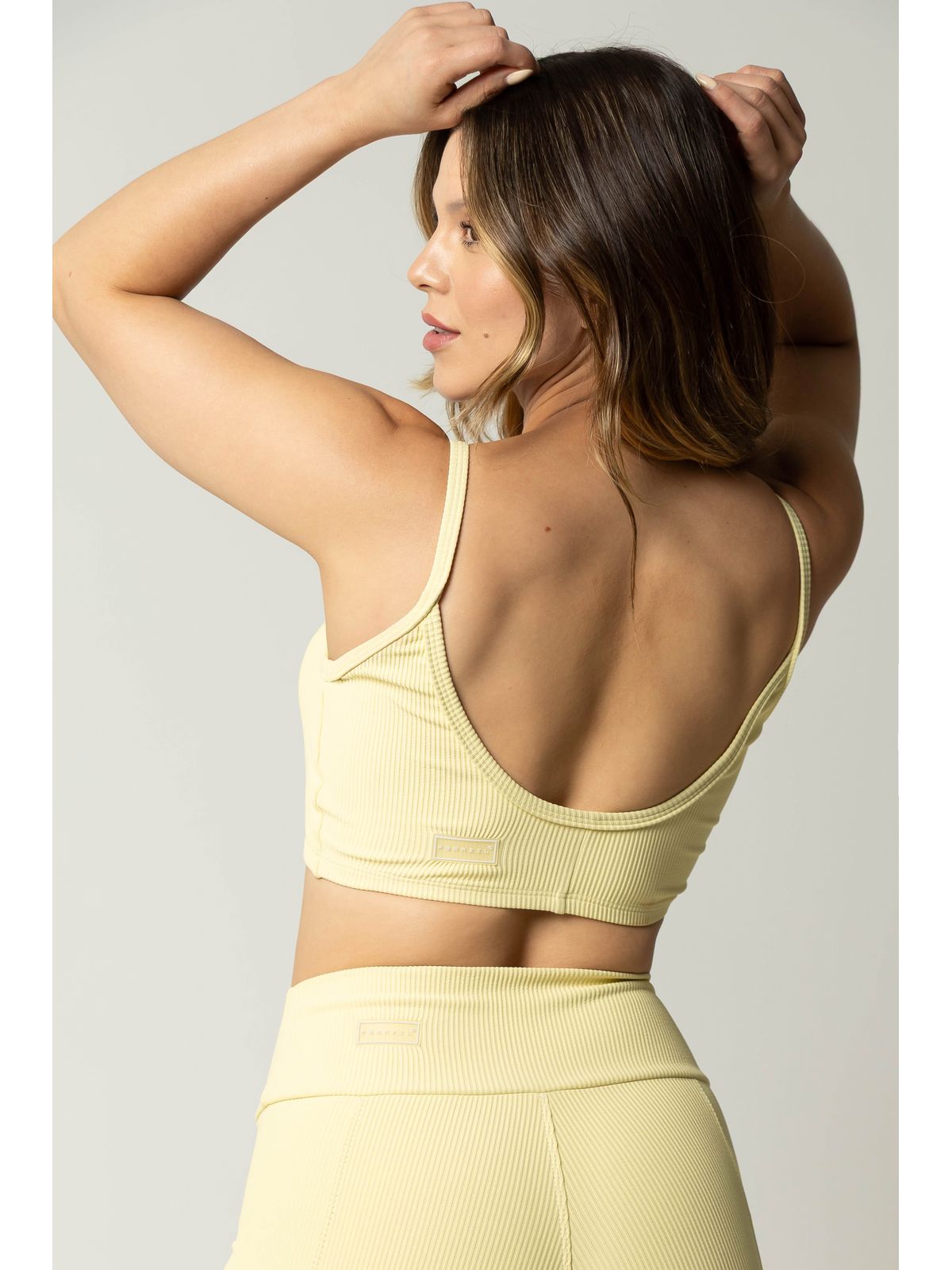 Top Fitness Feminino Canelado Amarelo