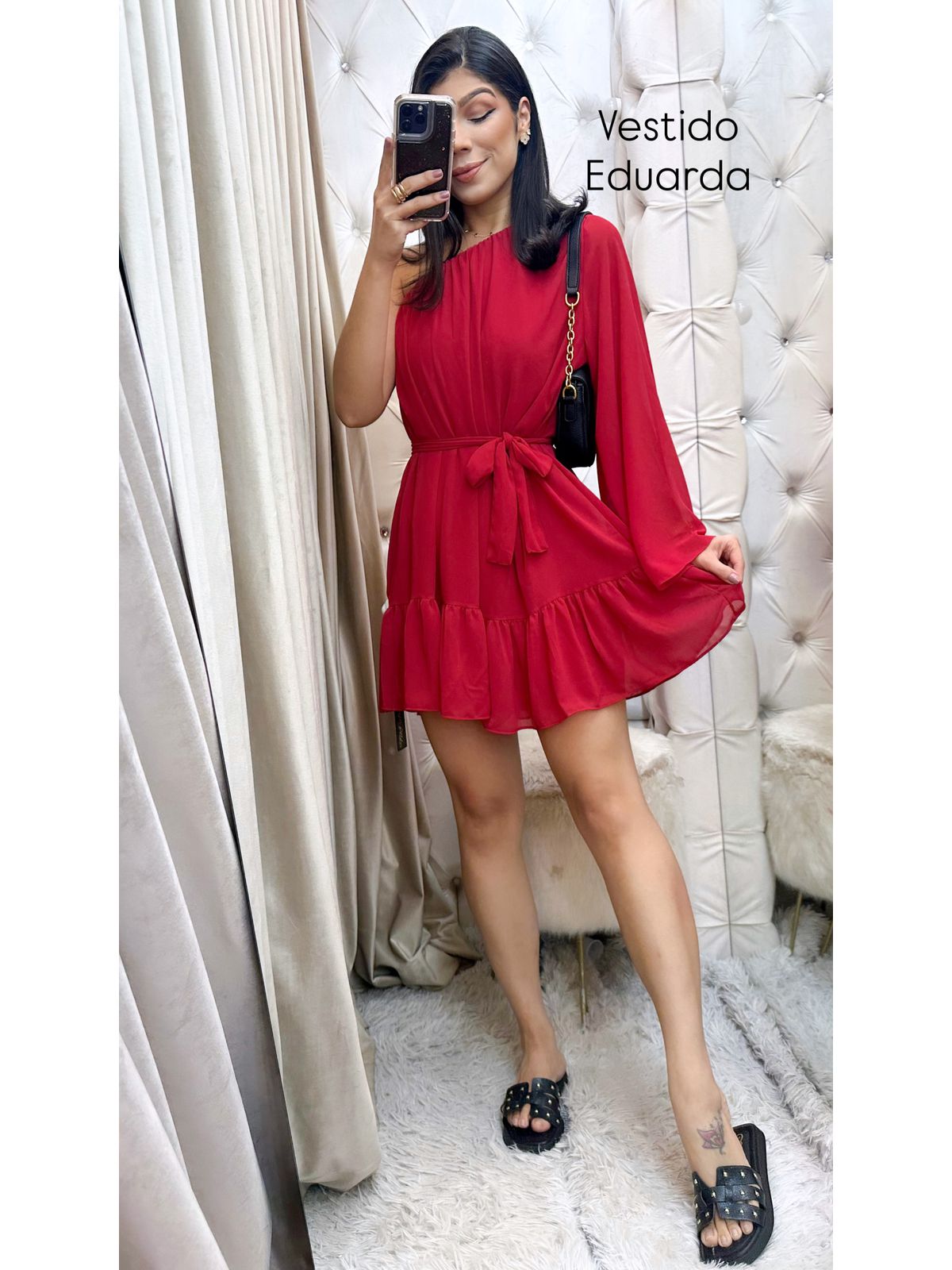 Vestido Eduarda vermelho - 3862-11 - FIKBELLA