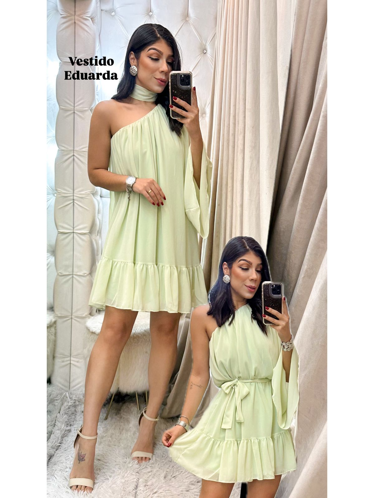 Vestido Eduarda verde claro - 3862-9 - FIKBELLA
