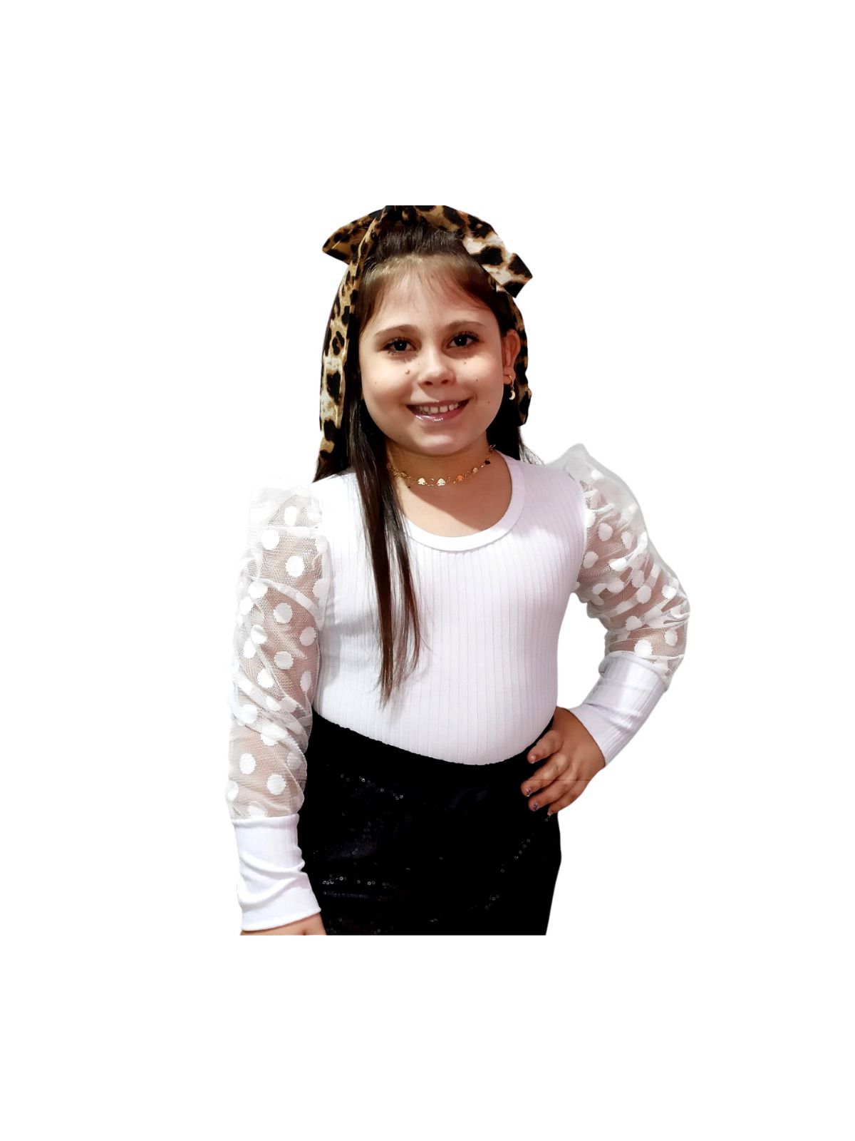 Blusa Manga Tule Branco - Isa Cintra Moda Infantil